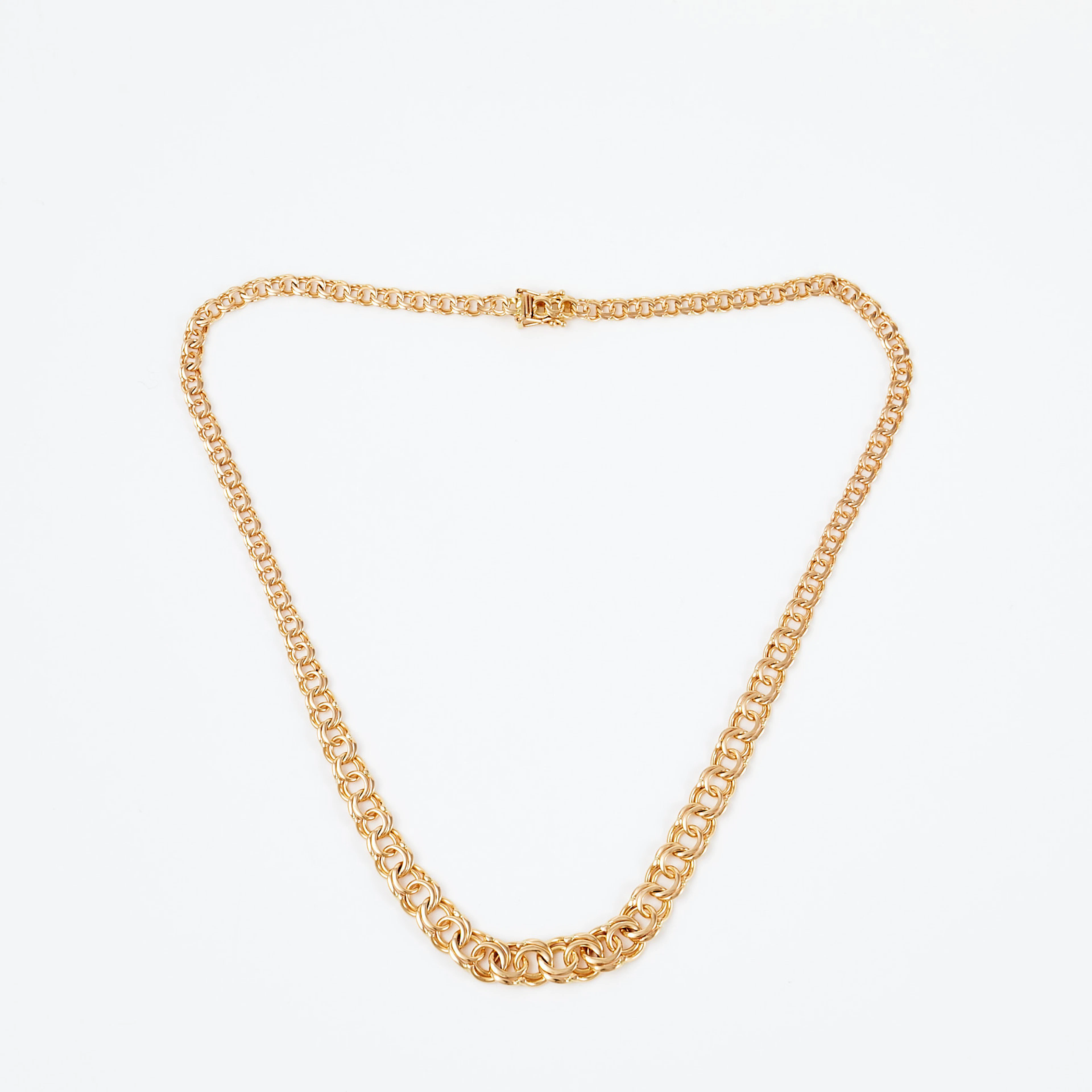HALSBAND, 18 k guld, doserad bismarcklänk, Guldfynd Sverige.