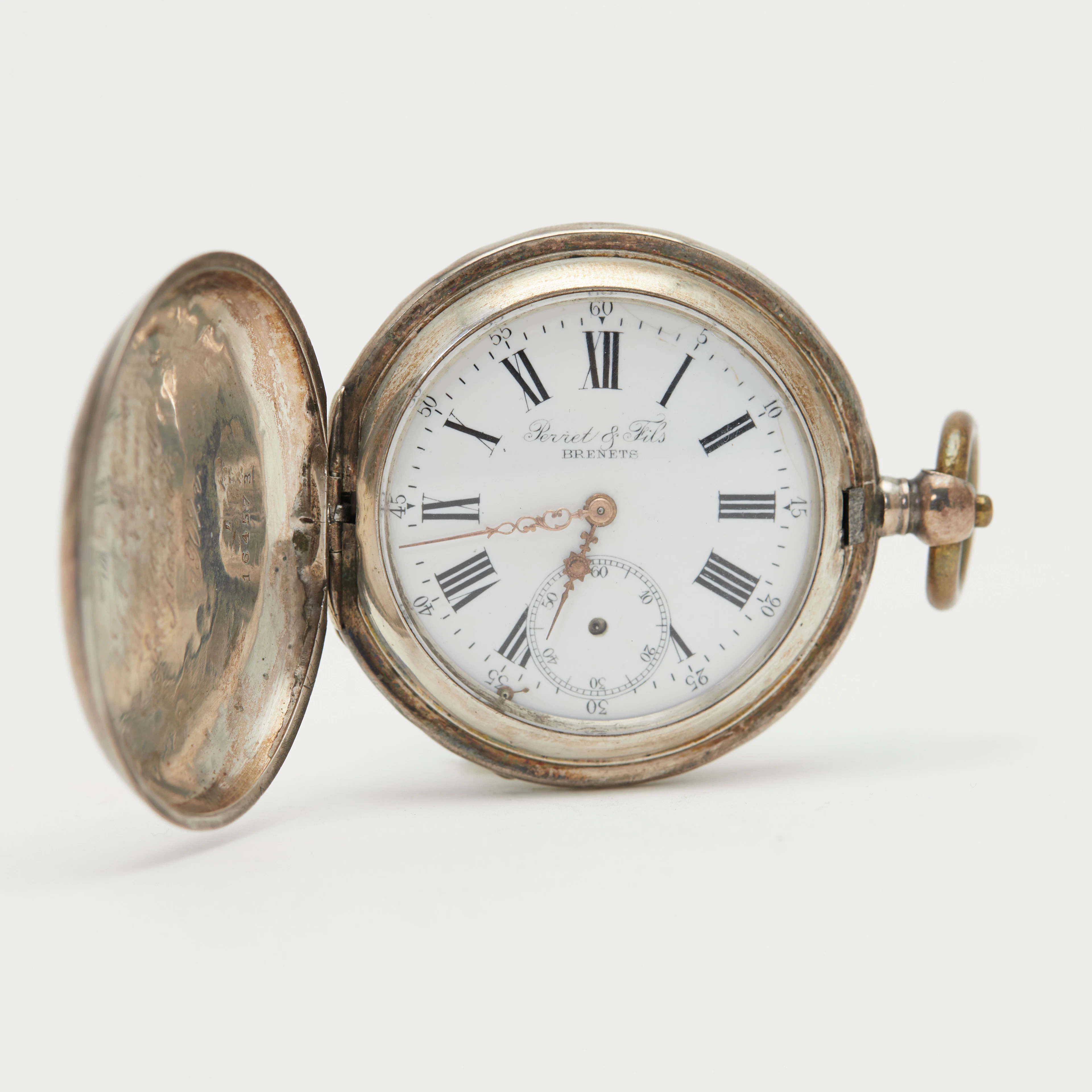 PERRET & FILS, BRENETS. Savonnette-Taschenuhr, 875er Silber, um 1880, Schweiz.