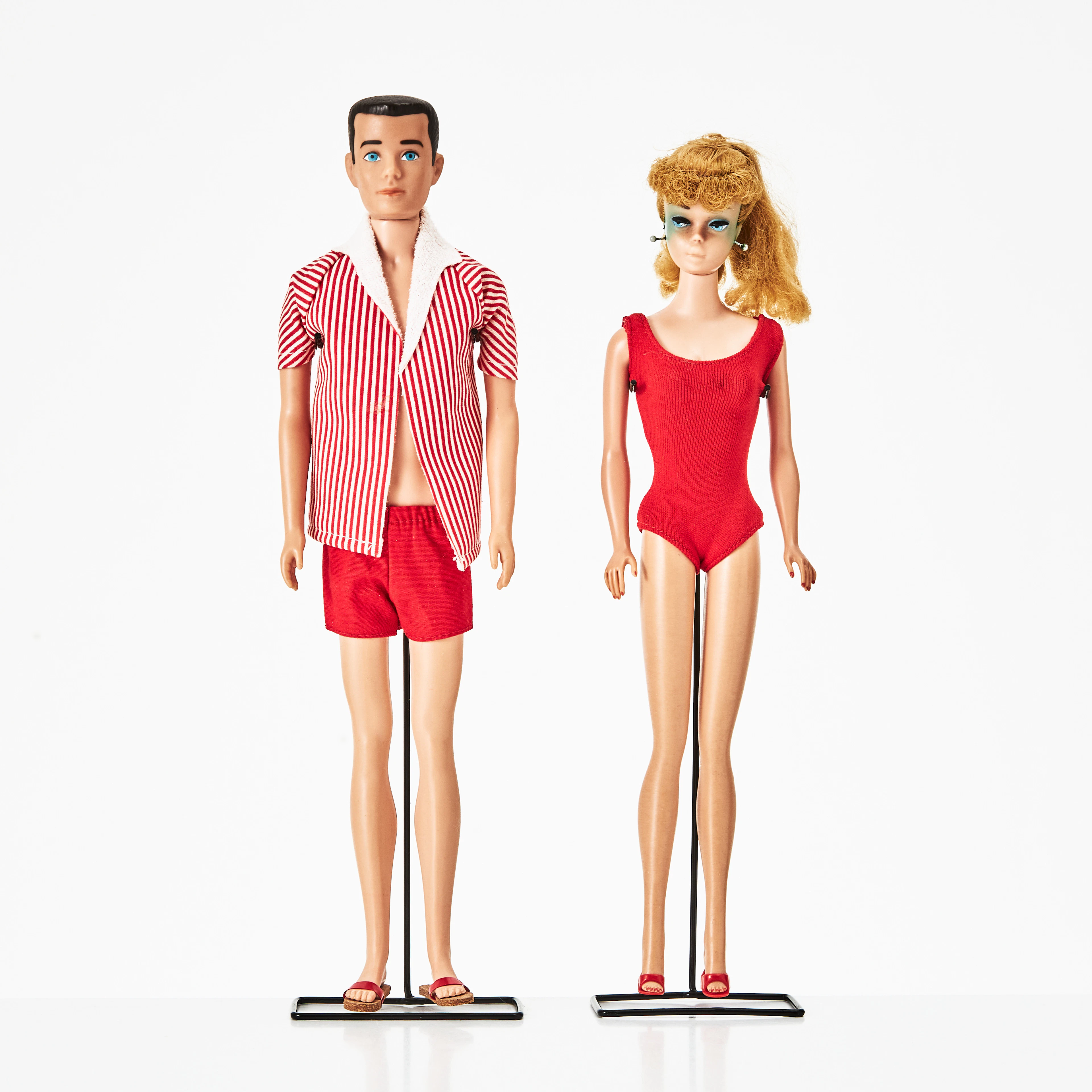 BARBIE, #850 SL Blonde Pony Tail With Curly Bangs, KEN, #750 SL Brown