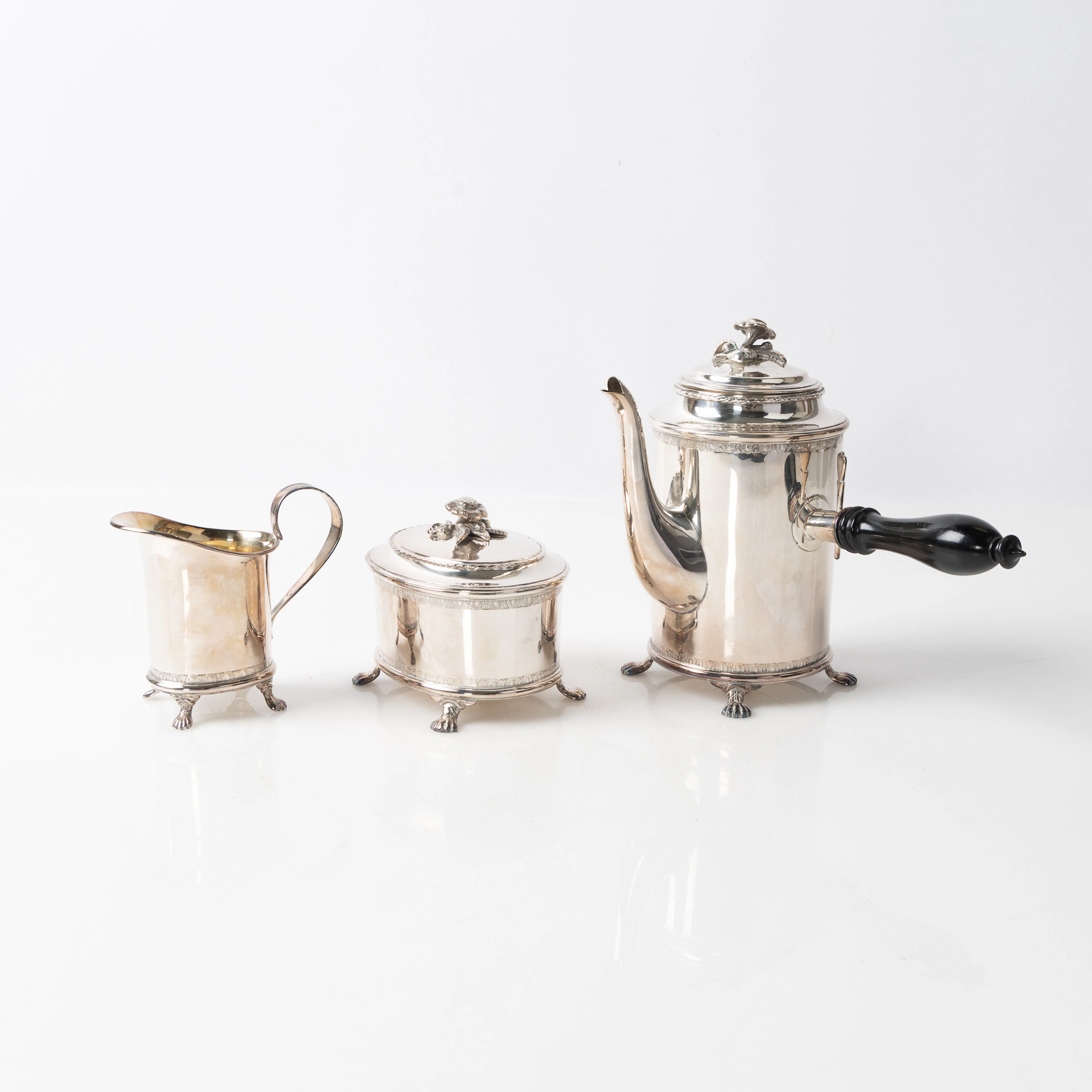 ERIK RÅSTRÖM. Kaffeservis, 3 delar silver, Stockholm 1962.