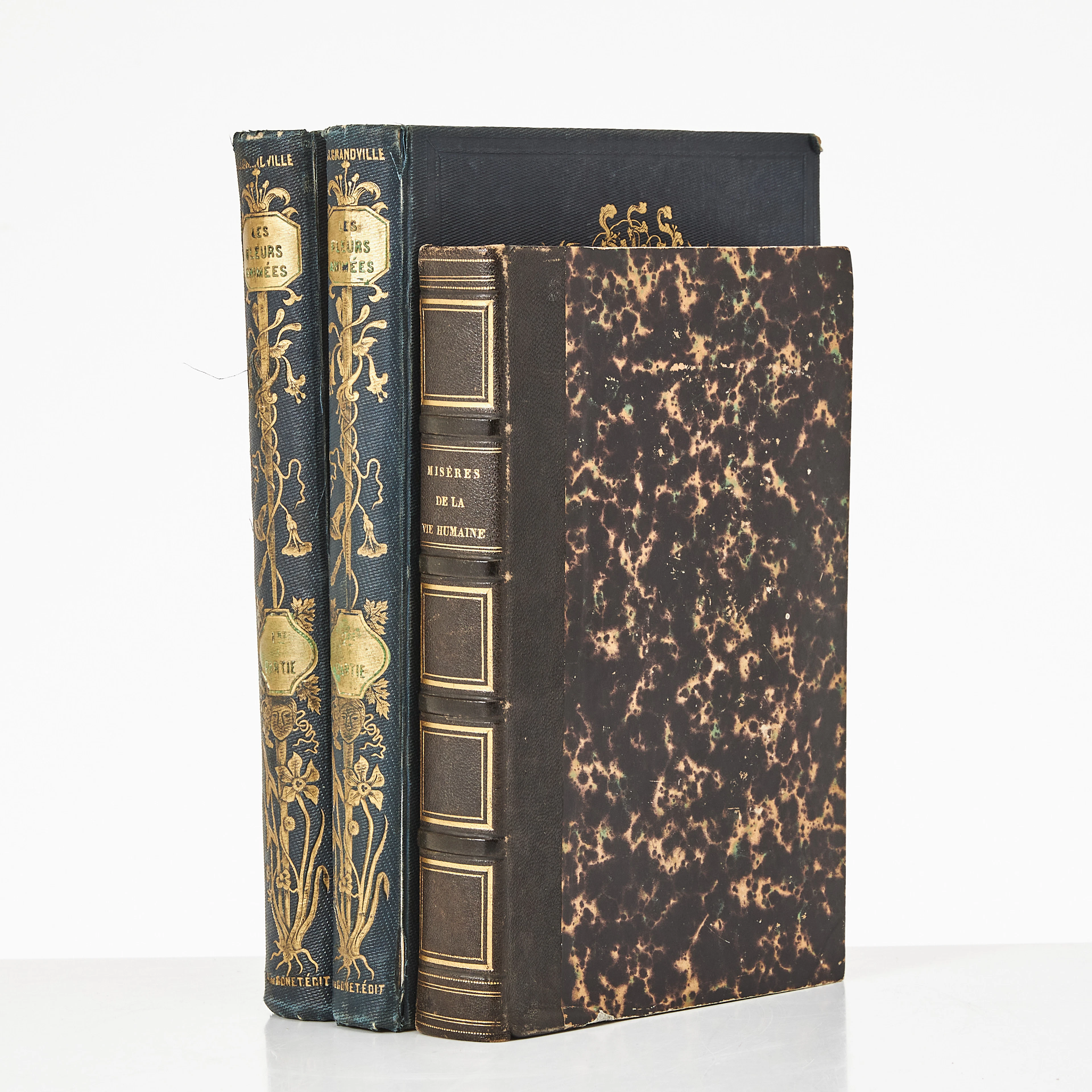 GRANDVILLE, LES FLEURS ANIMÉES OCH PETITES MISÈRES, ca 1850. 3 volymer.
