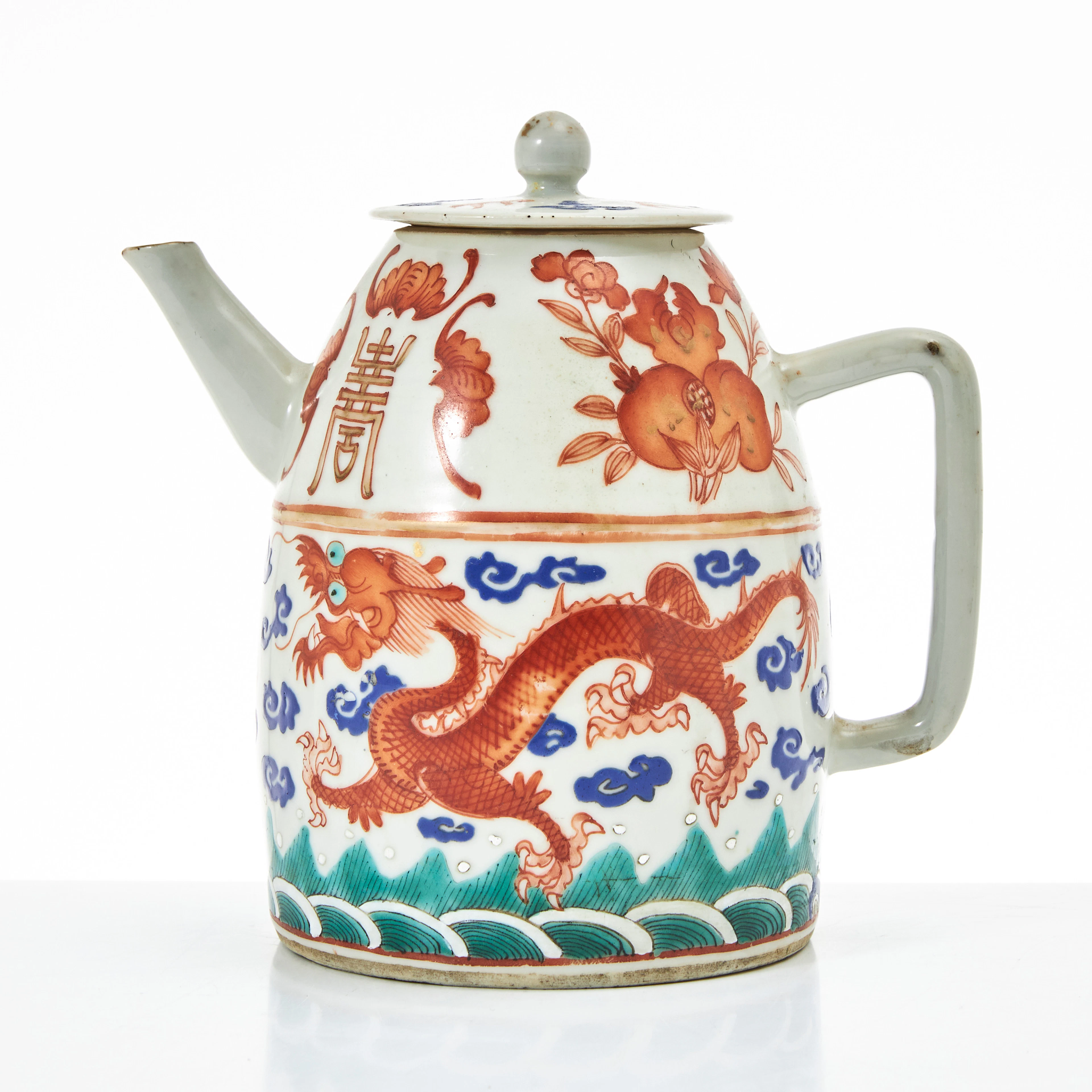 TEKANNA, porslin, Kina, Guangxu (1875-1908), ovoid form, dekor av