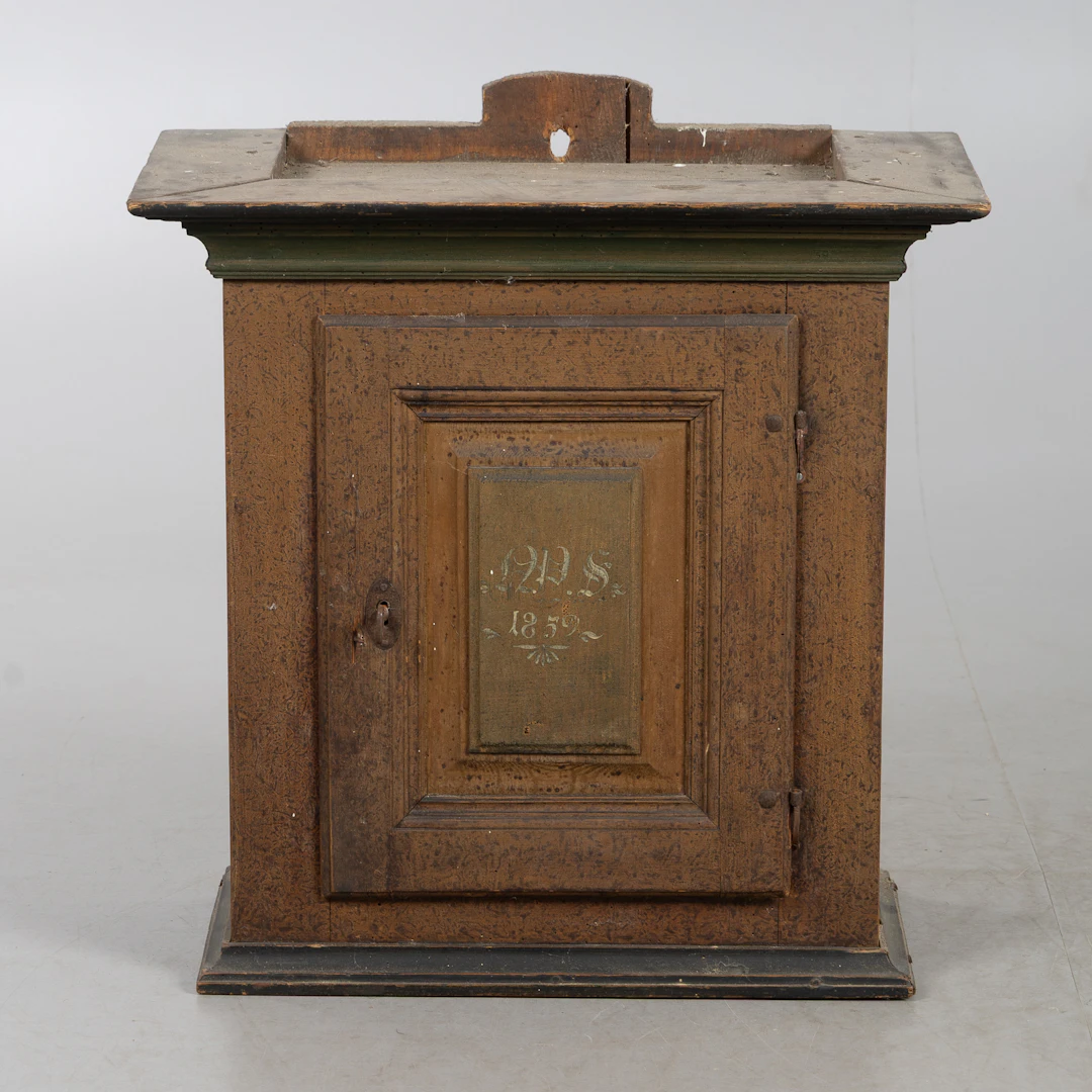 VÄGGSKÅP, allmoge, bemålat trä, daterad 1859.