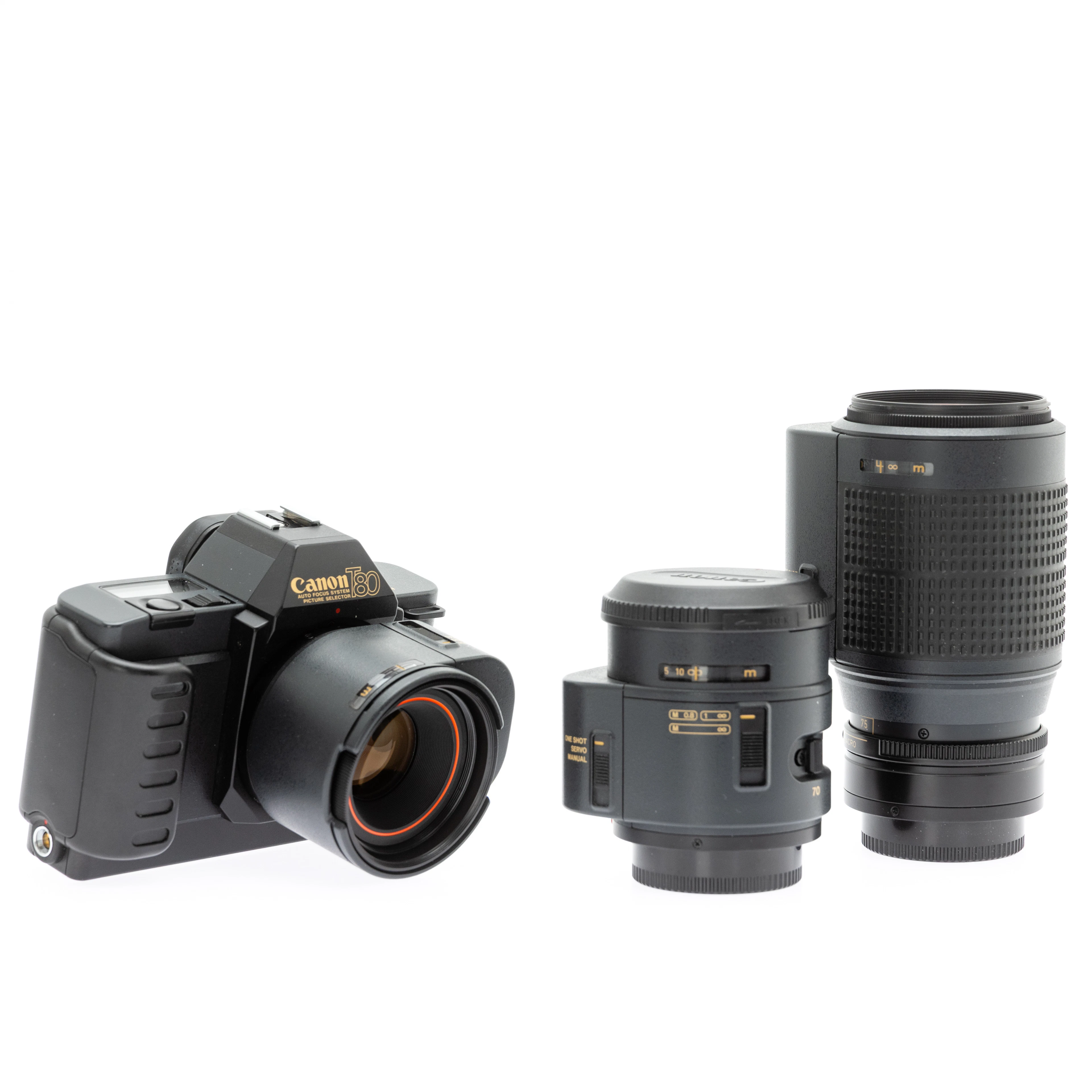 Canon T80 ( SN 169296 ) mit drei Canon AC Objektiven.