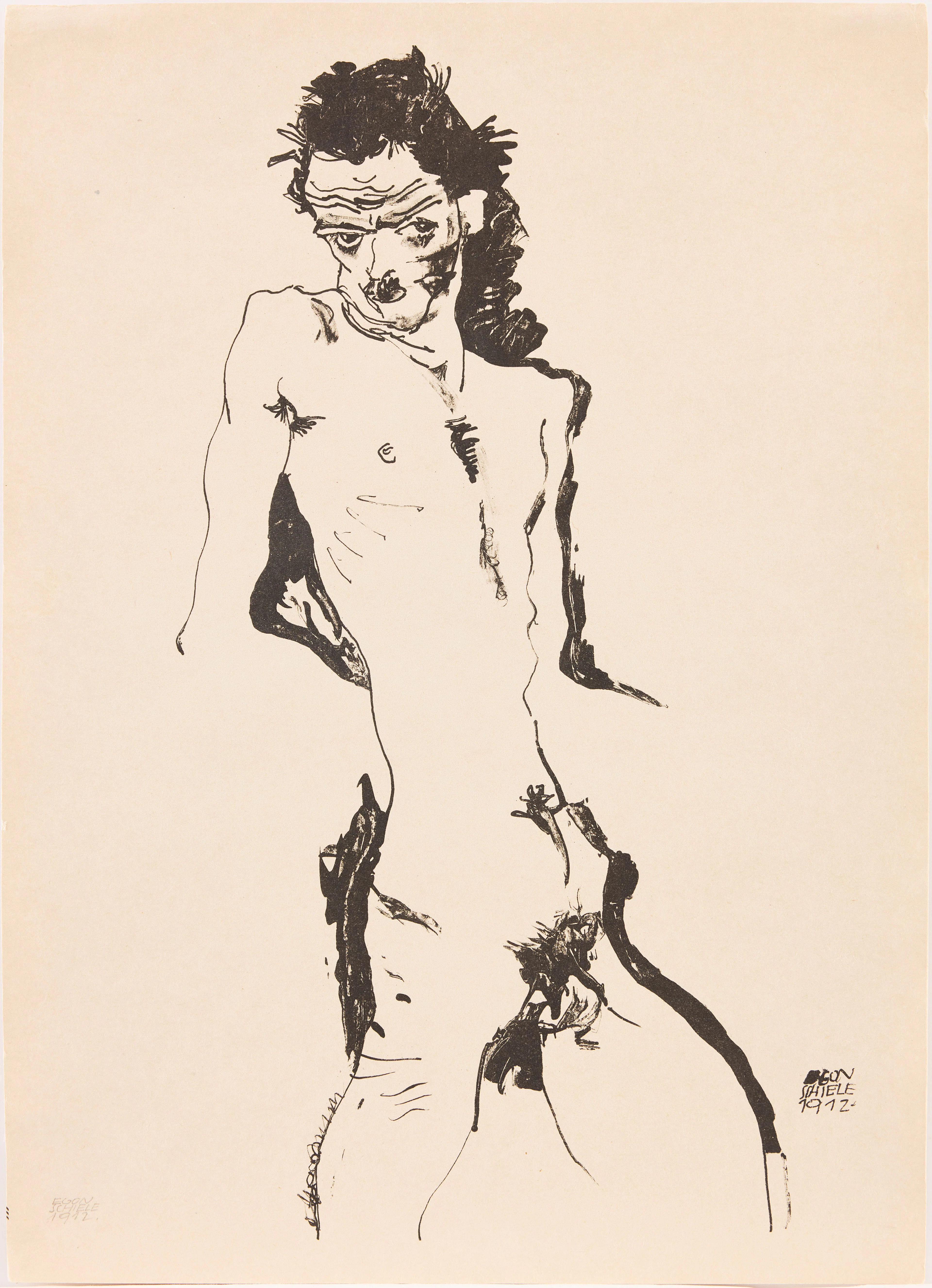 EGON SCHIELE (AUSTRIA 1890-1918). "Männlicher Akt (Selbstbildnis I)".