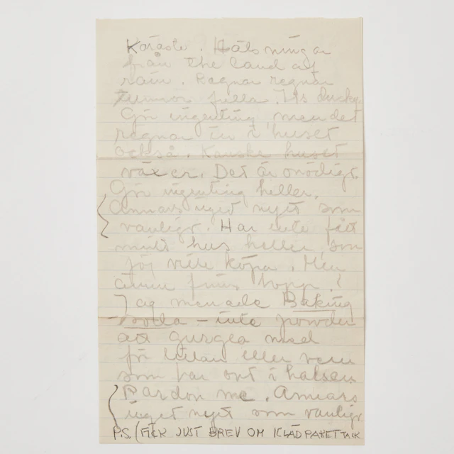 GRETA GARBO, HANDWRITTEN LETTER IN SWEDISH TO "PEG", HER SISTER-IN-LAW
