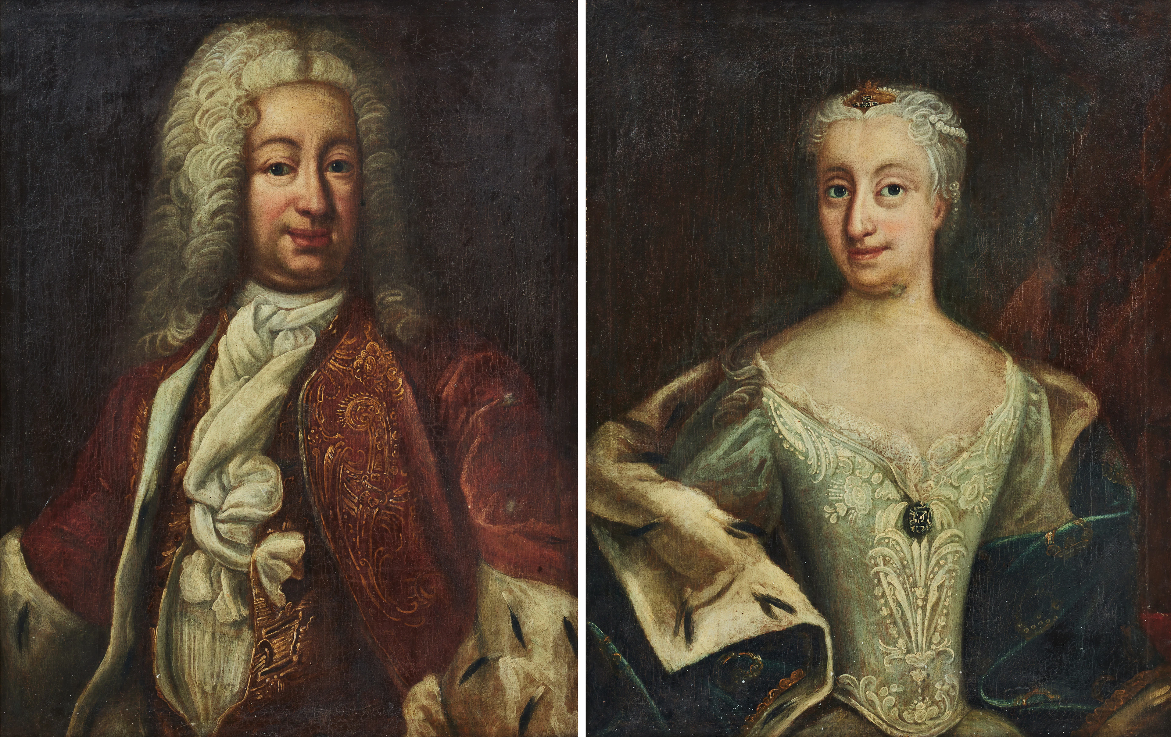 SVENSK KONSTNÄR. 1700-tal, ett par porträtt föreställande Ulrika Eleonora