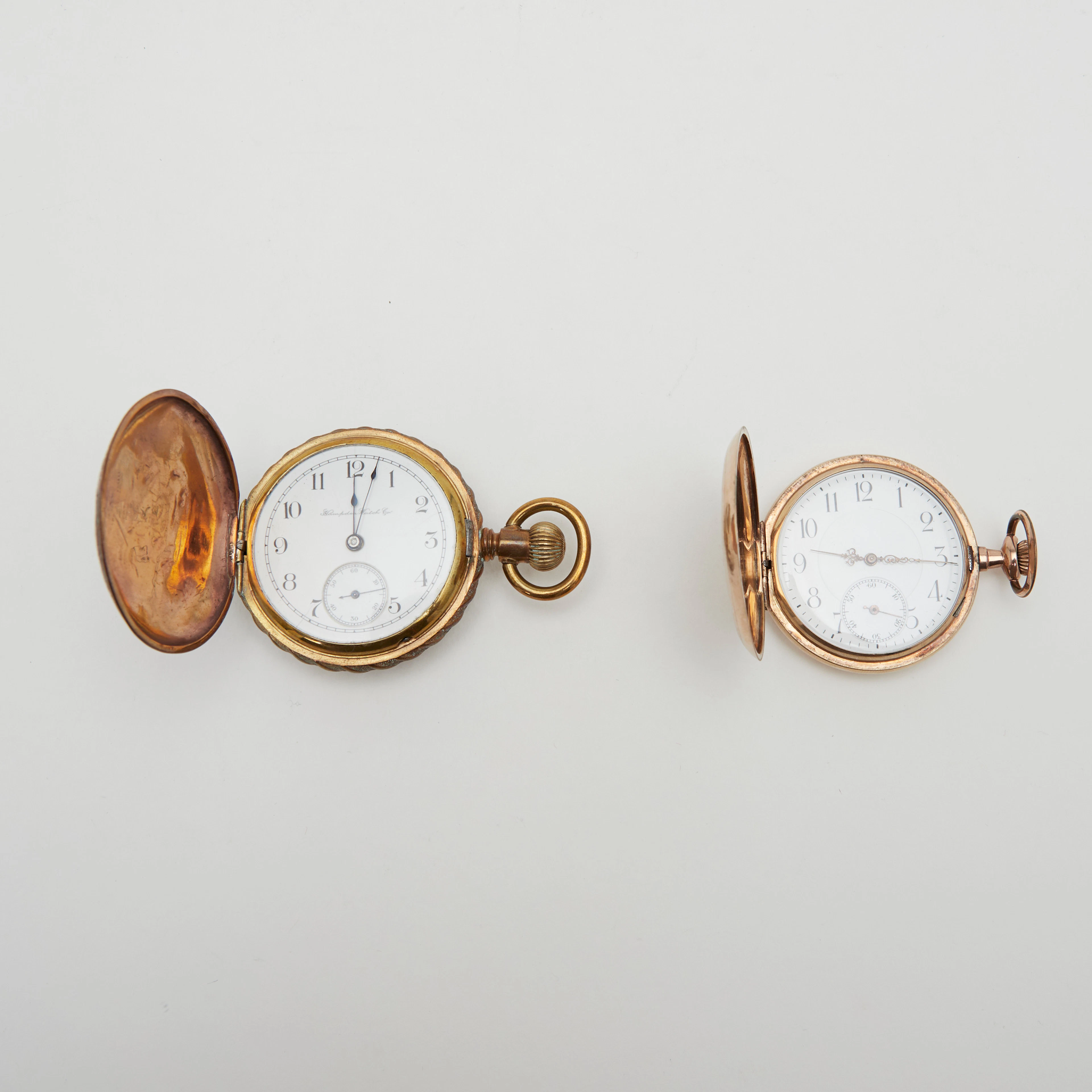 HAMDEN WATCH CO. und weitere, zwei Savonette-Taschenuhren, walzvergoldet