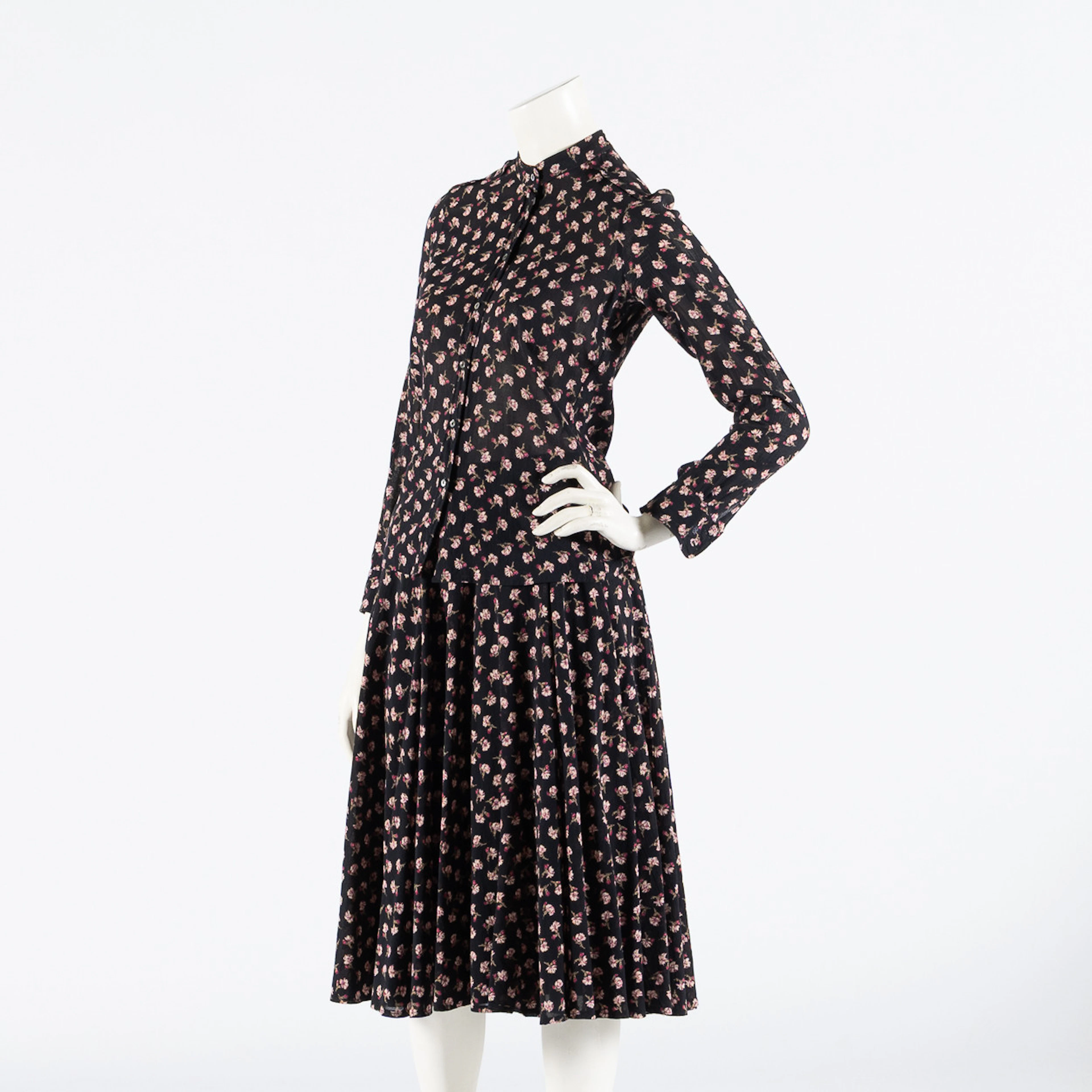LADY VAN LAACK, blus samt klänning, vintage 1970-tal, storlek 38.