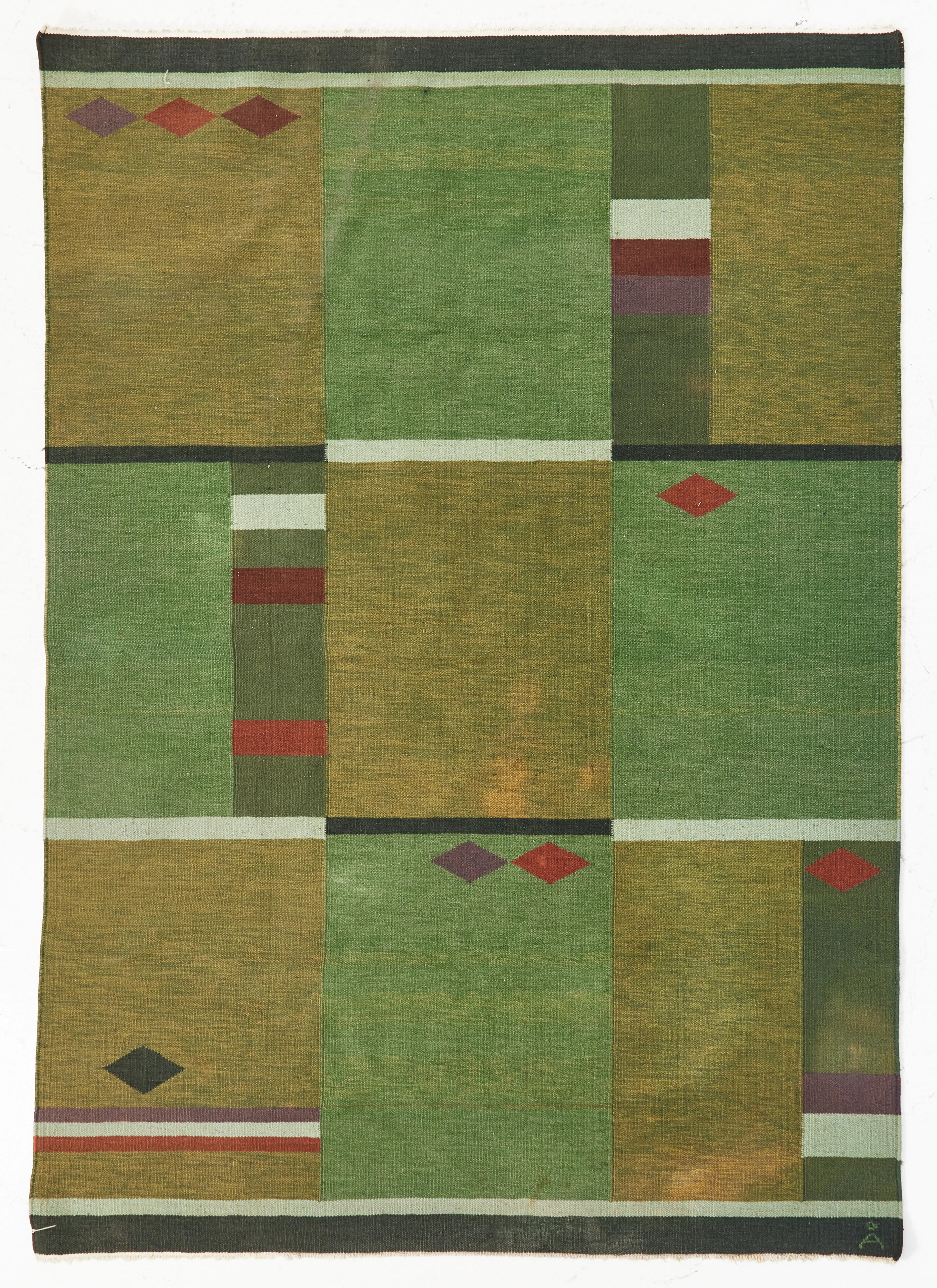 ANNA-JOHANNA ÅNGSTRÖM. Matta, röllakan, gröna nyanser, 199x143 cm.