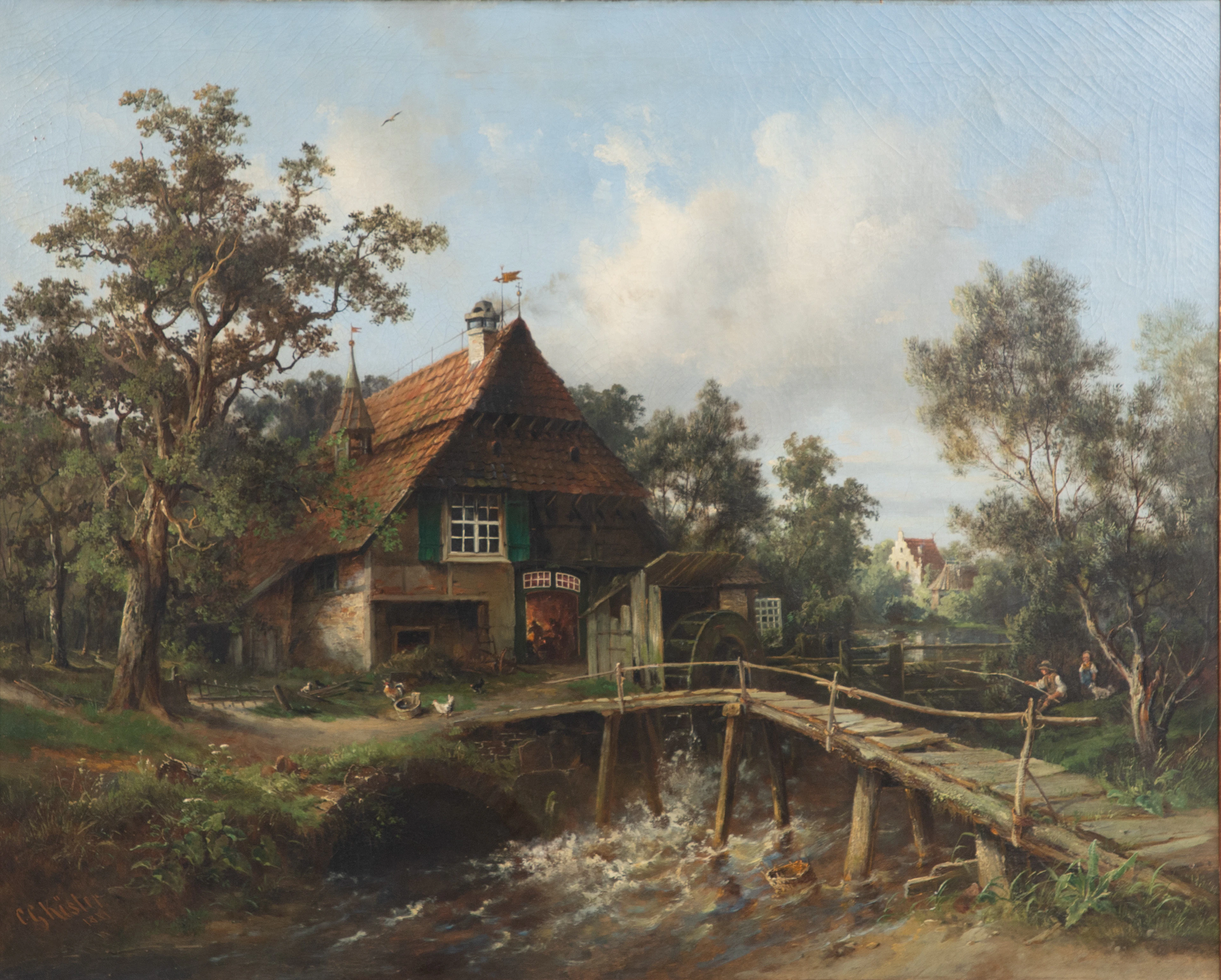 CARL GEORG KÖSTER (1812-1893). Schmiede am Bach.