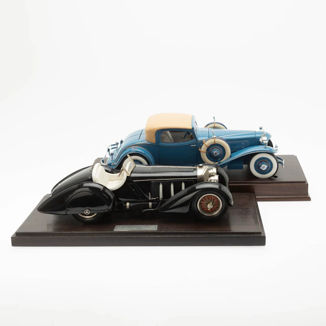 Zwei Modellautos: Mercedes Benz 1930 TYP SSK Karosserie für Conte