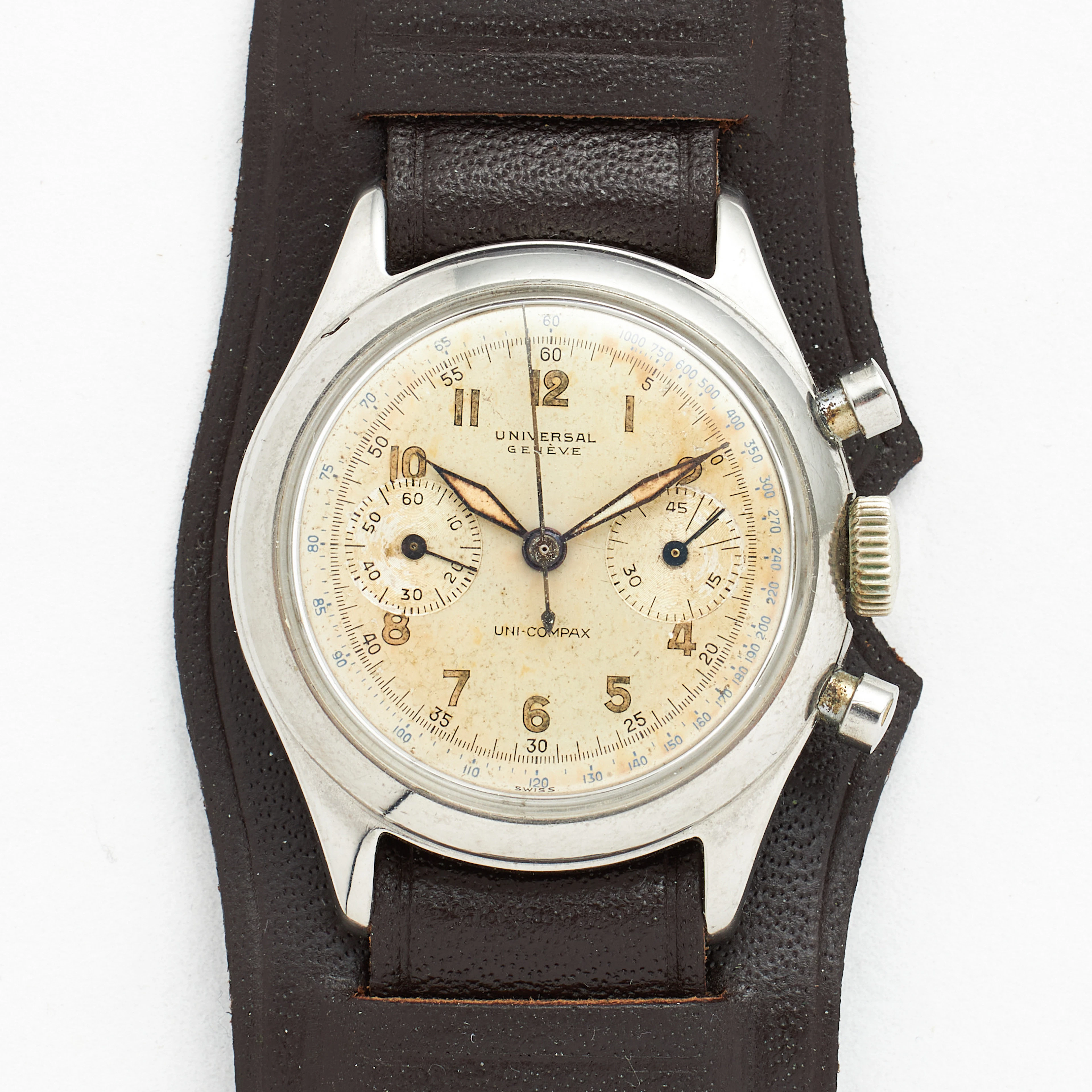 UNIVERSAL GENÈVE, Uni-Compax (Swiss), kronograf, armbandsur, 35 mm