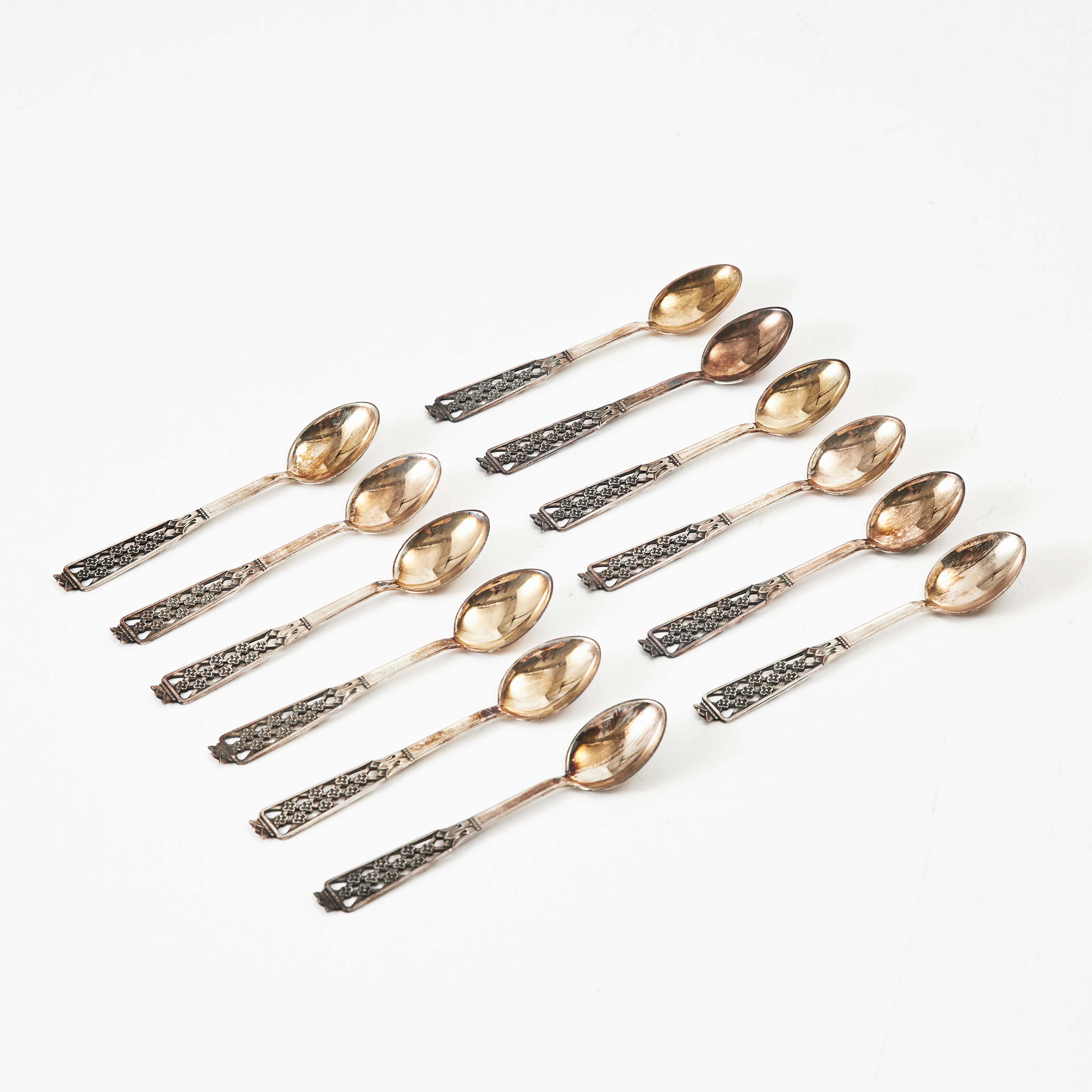 KAFFESKEDAR, 12 stycken, silver, "Princess", Ceson, Göteborg 1900-tal.