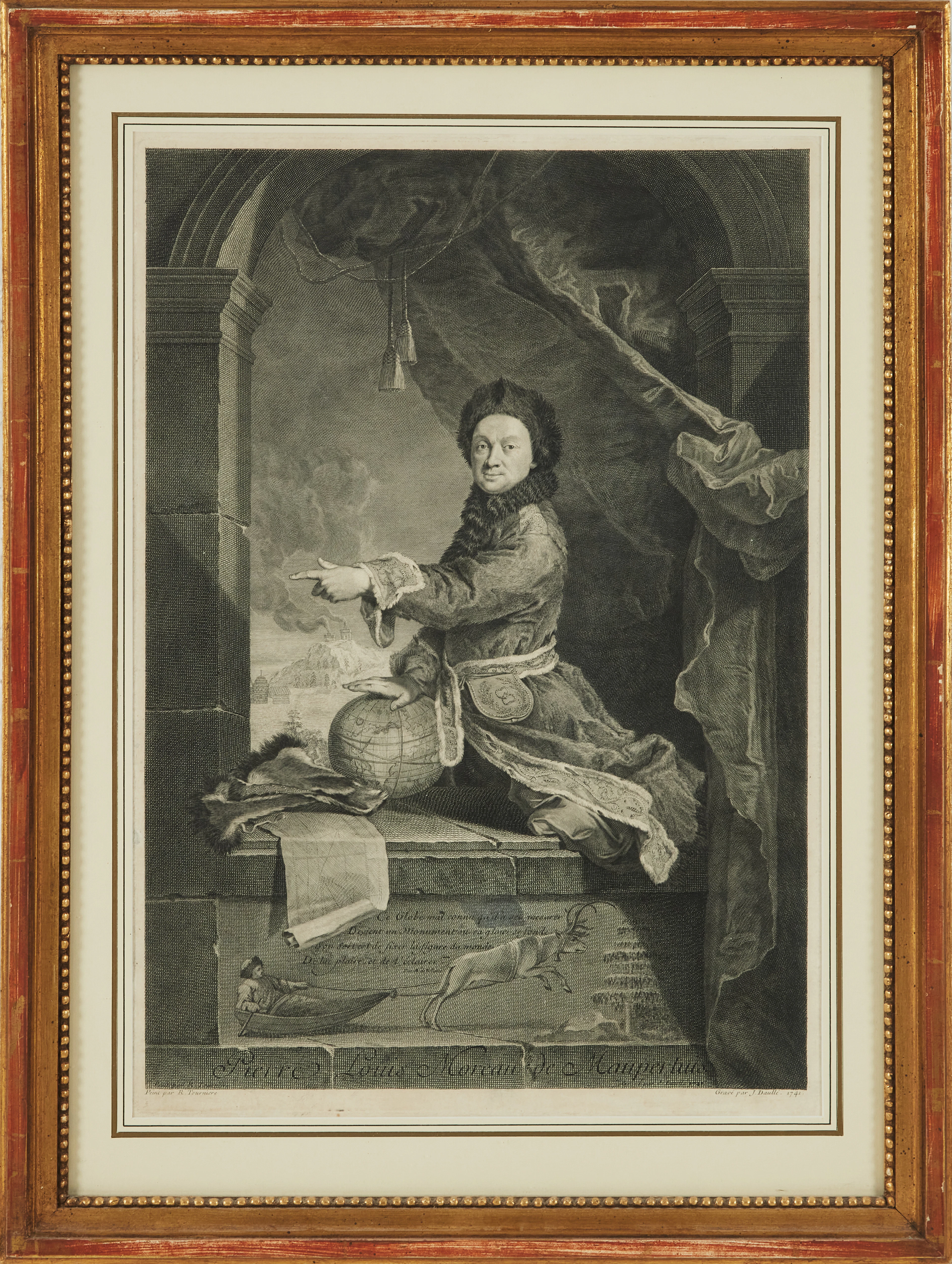 PORTRAIT OF MAUPERTUIS by Daullé and Wille, 1741, engraving.