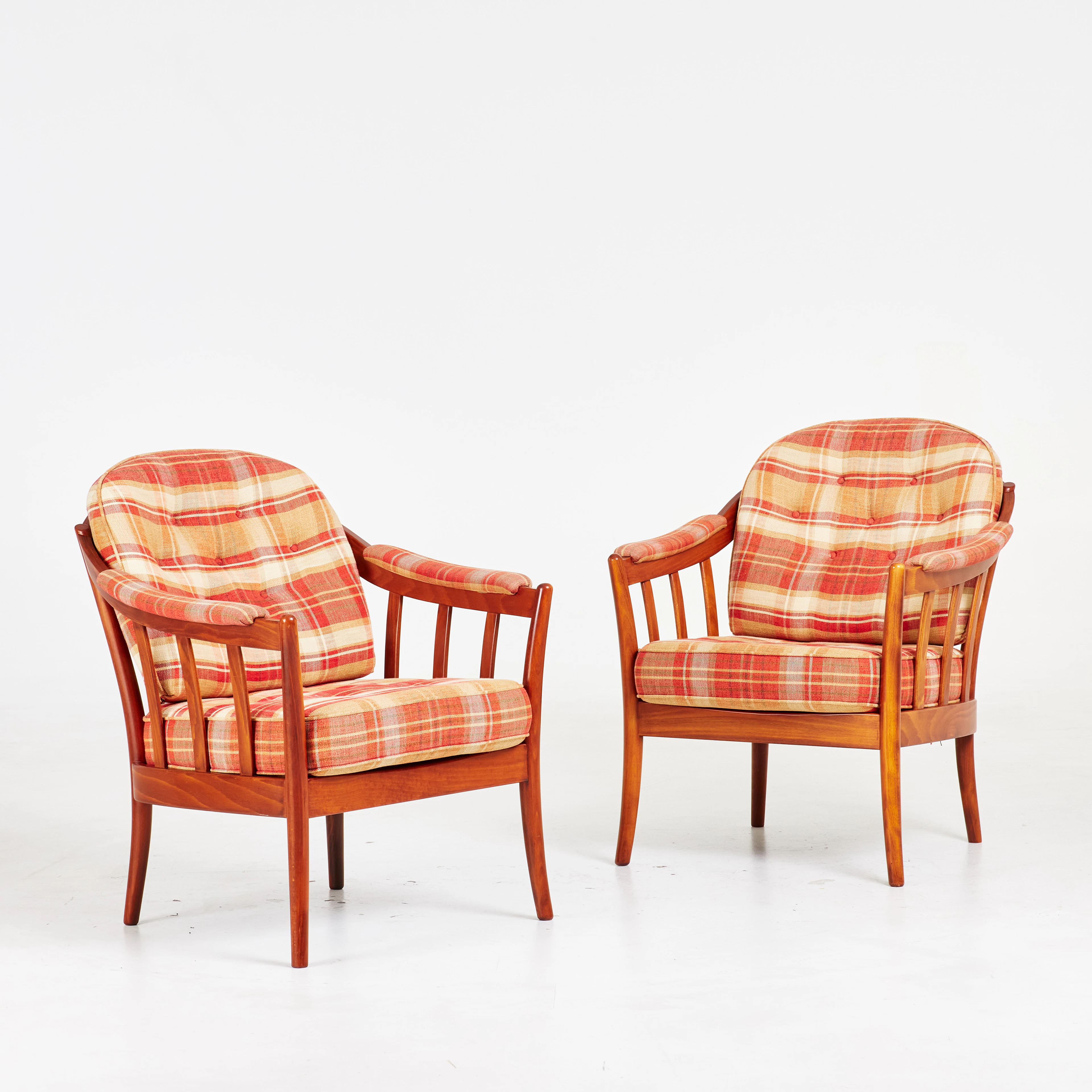 FÅTÖLJER, 1-par, "Andorra", Bröderna Andersson, rutig textil, 1900-talets