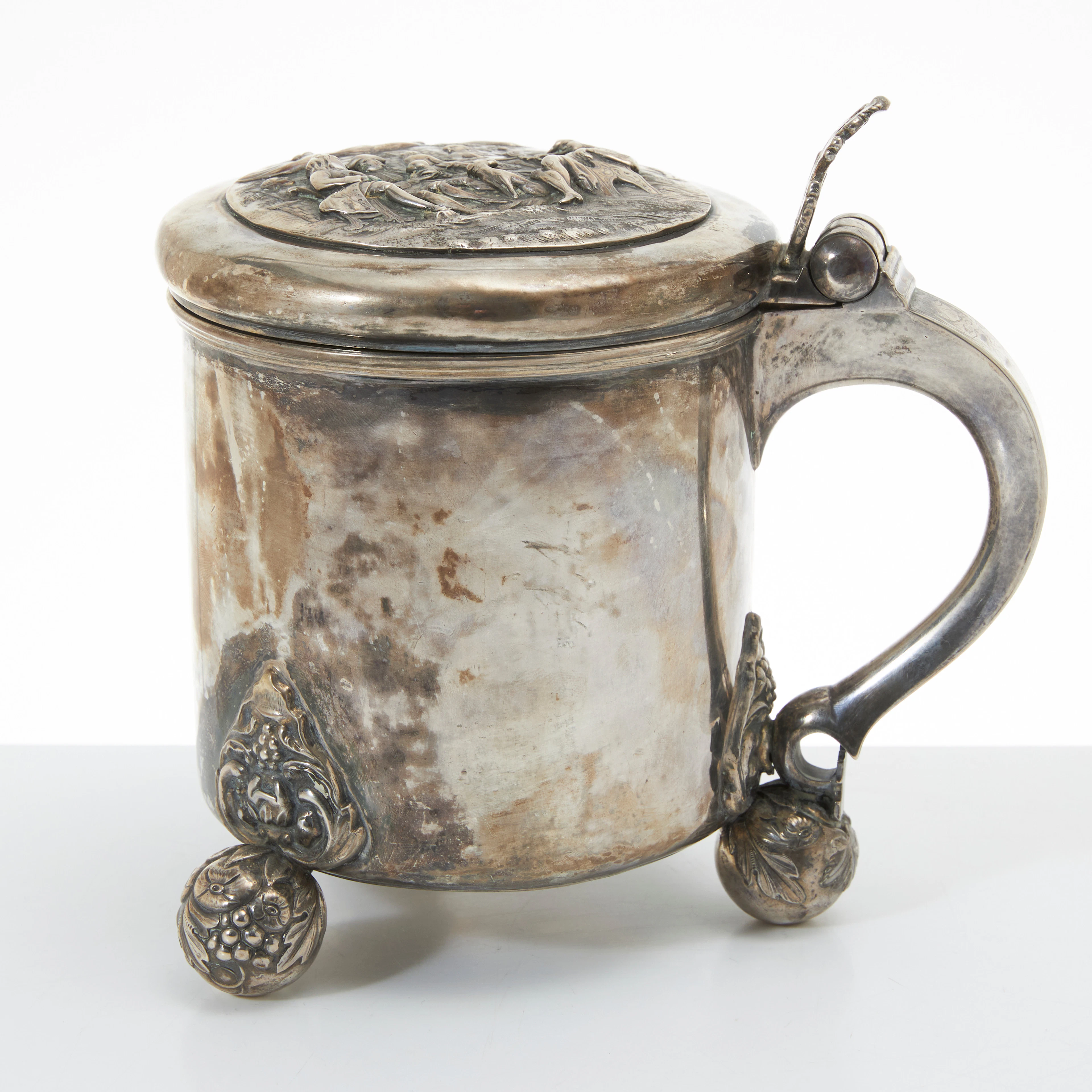 CHRISTIAN HAMMER. Bägare, silver, barockstil, på kulfötter, Stockholm 1870.