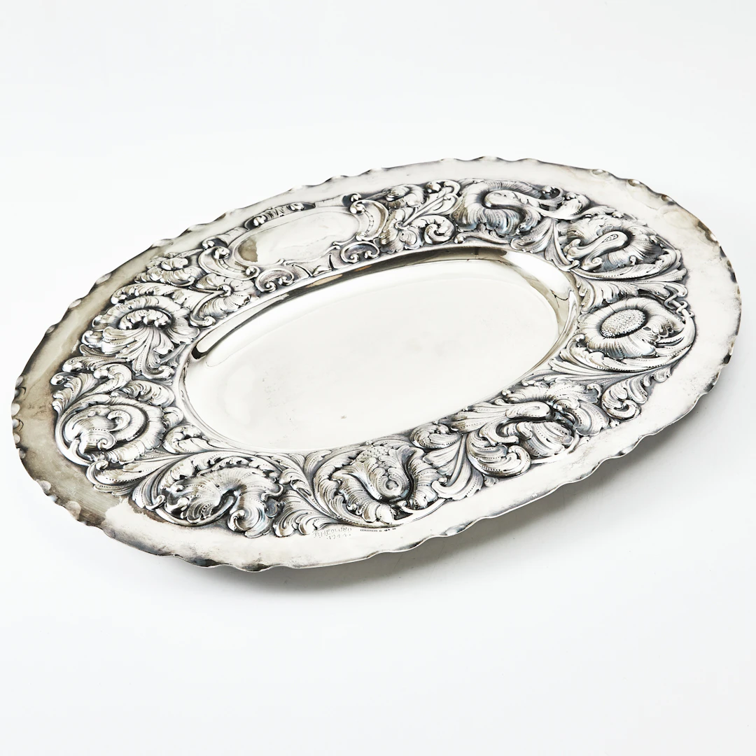 PRESENTERFAT, silver, B.H. Edlund, Stockholm 1944, barockstil, oval