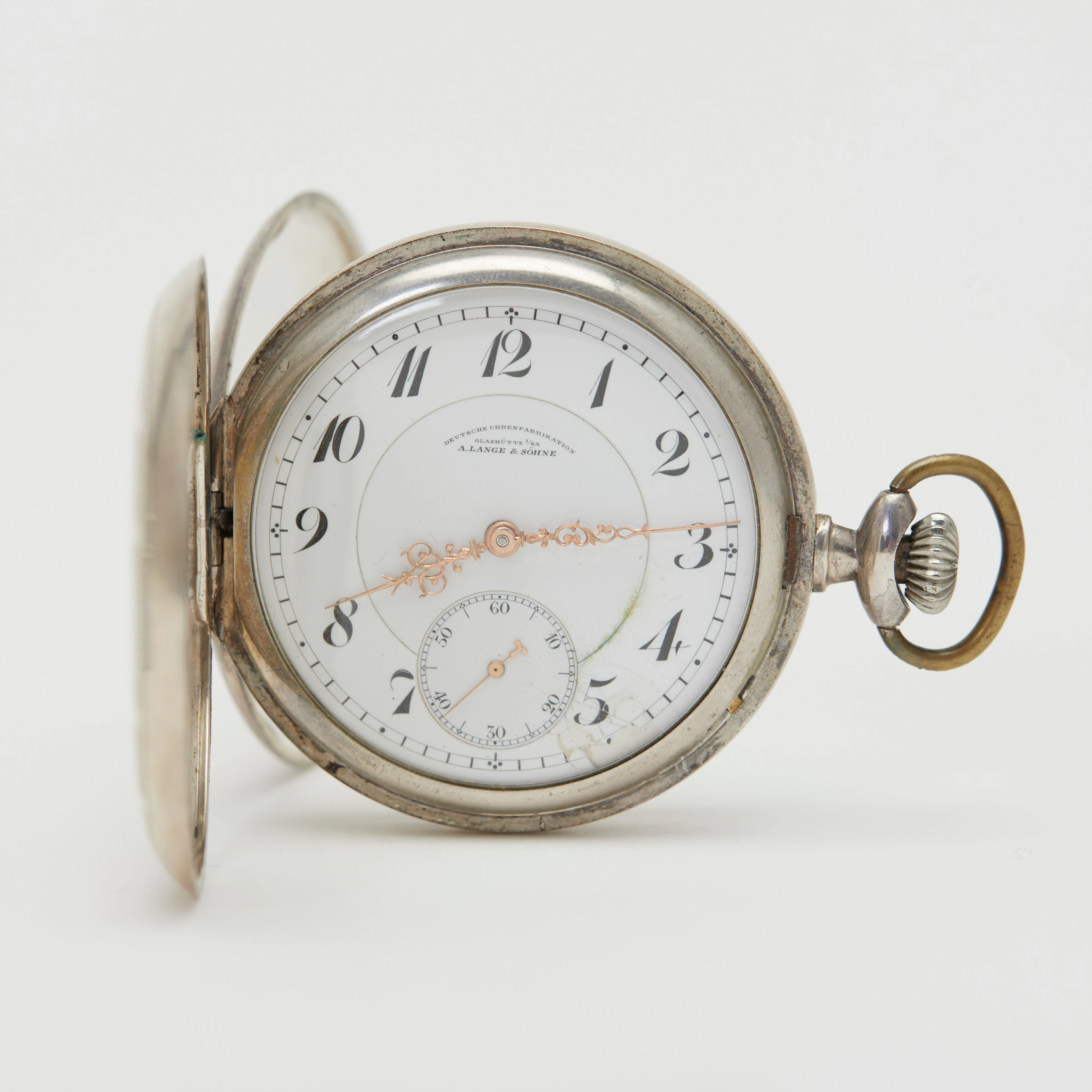 A. LANGE & SÖHNE, GLASHÜTTE 1A. Savonnette-Taschenuhr, 835er Silber