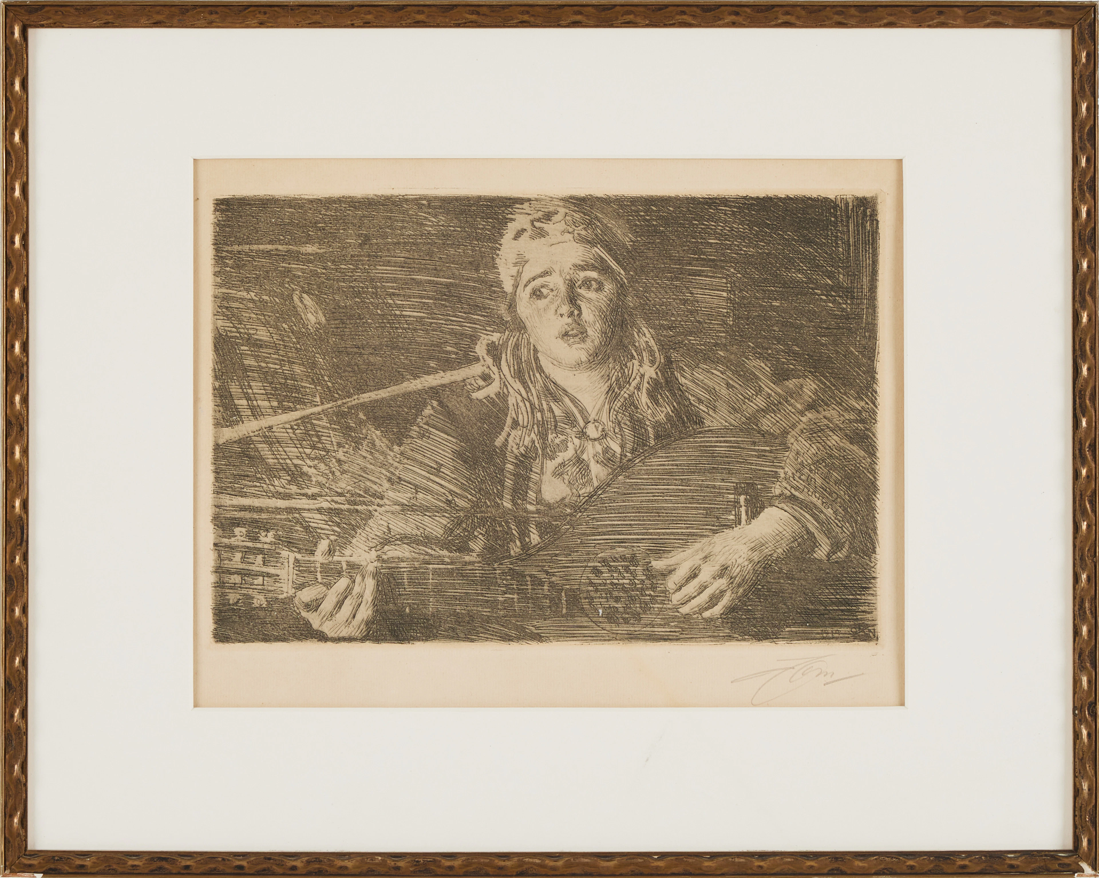 ANDERS ZORN. "Ols Maria", etsning, 1919, signerad.
