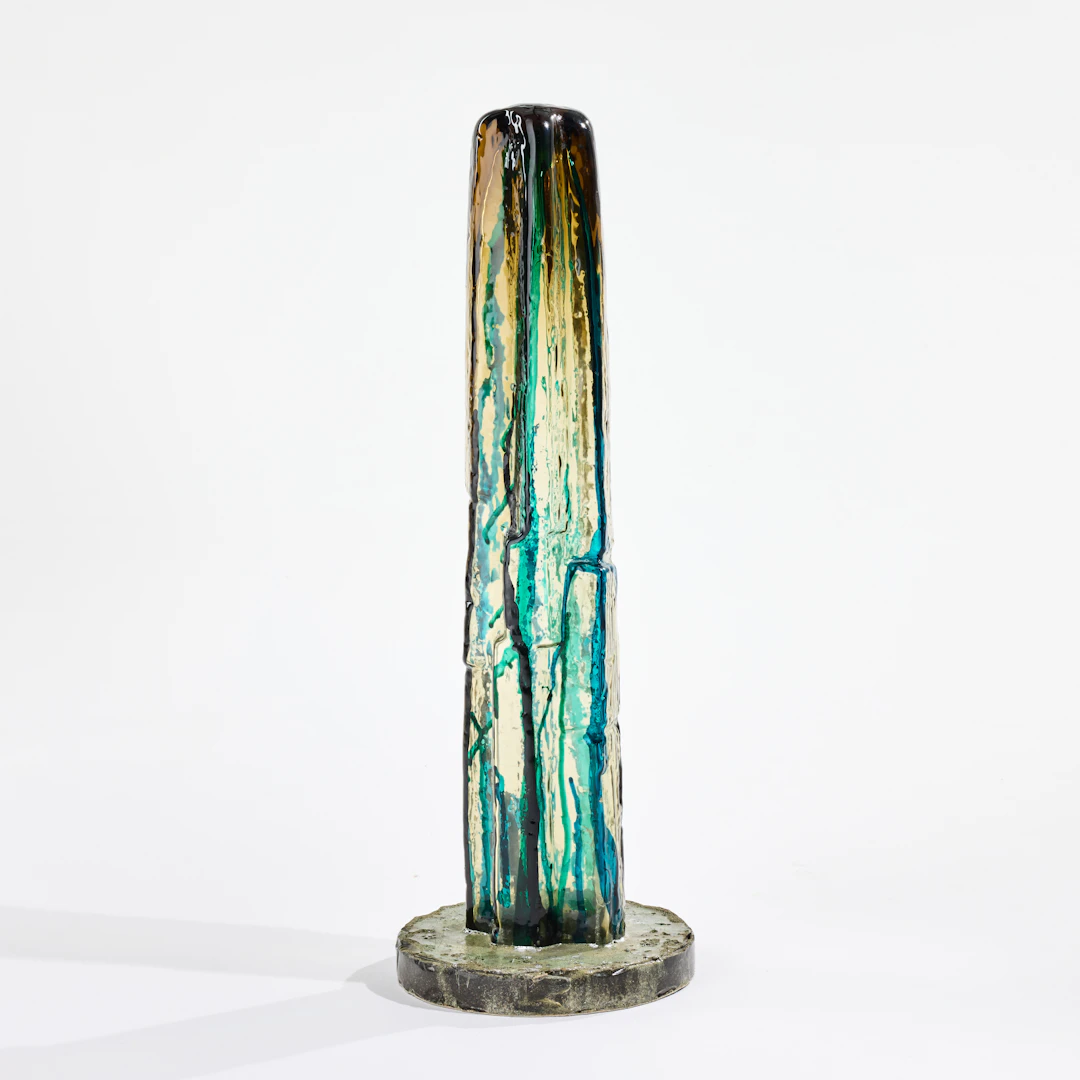 EDVIN ÖHRSTRÖM. "Manifest", skulptur, Lindshammars glasbruk, formblåst