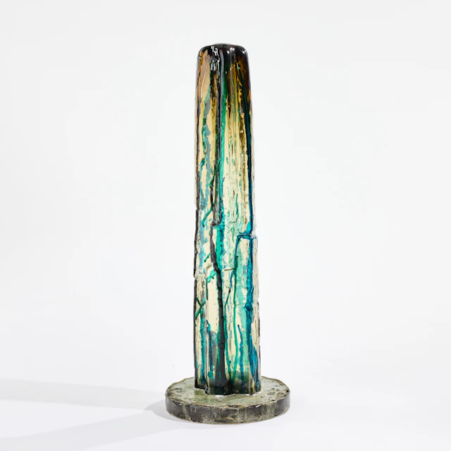EDVIN ÖHRSTRÖM. "Manifest", skulptur, Lindshammars glasbruk, formblåst