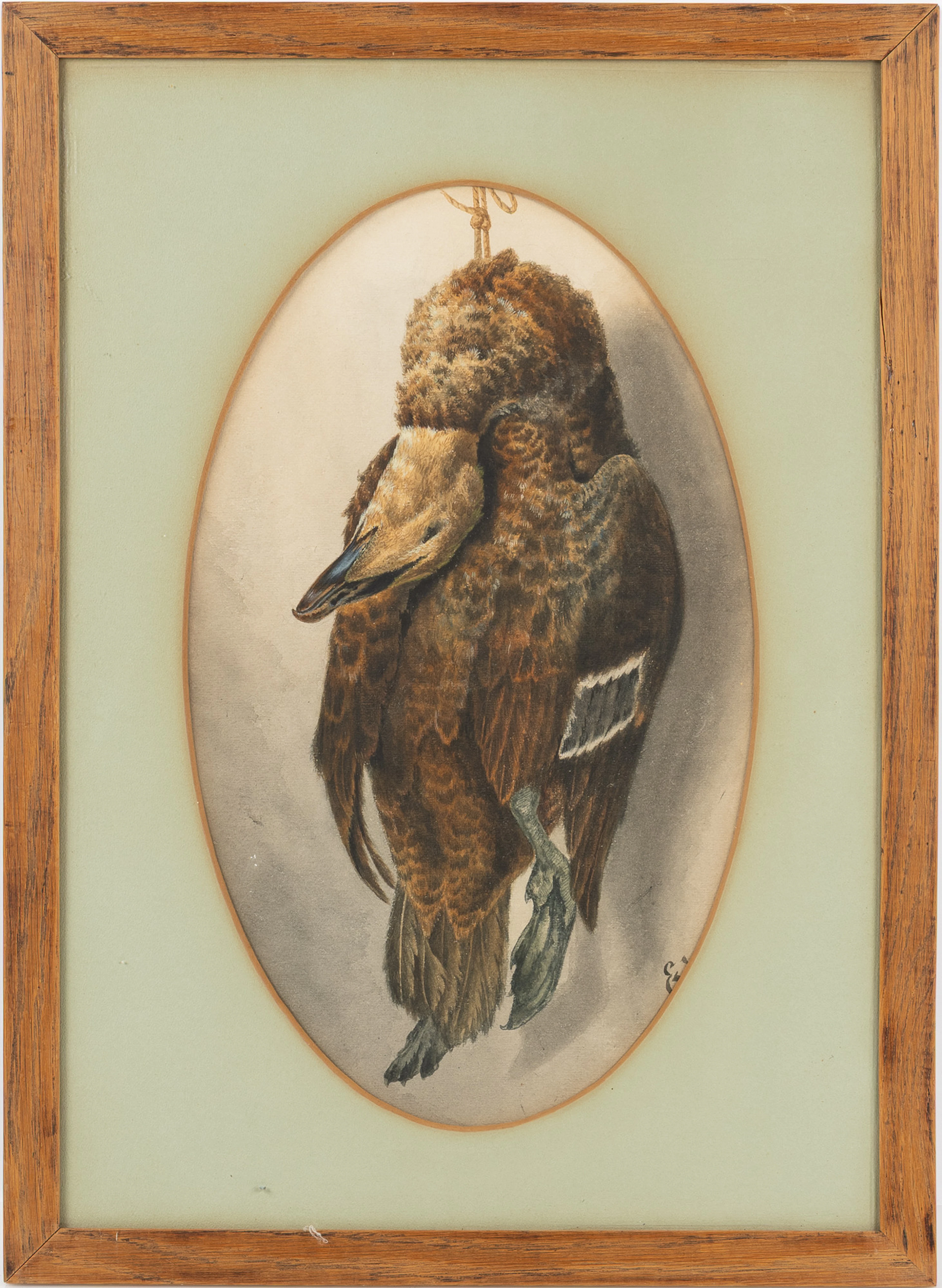 OIDENTIFIERAD KONSTNÄR. Stilleben med jaktbyte, akvarell på papper, 1800-tal.