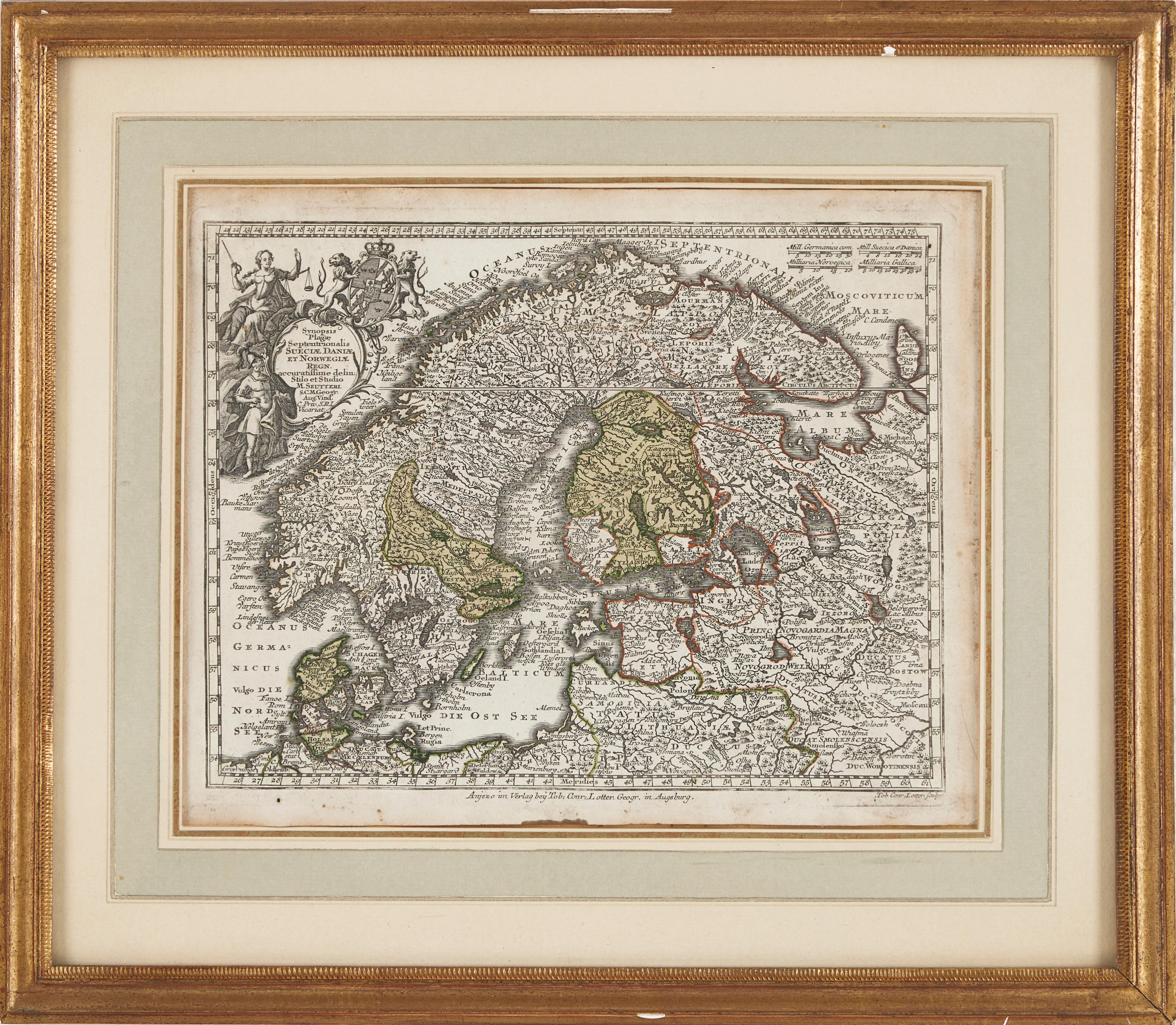 SEUTTER. Mindre karta över Nordeuropa. 1700-tal.