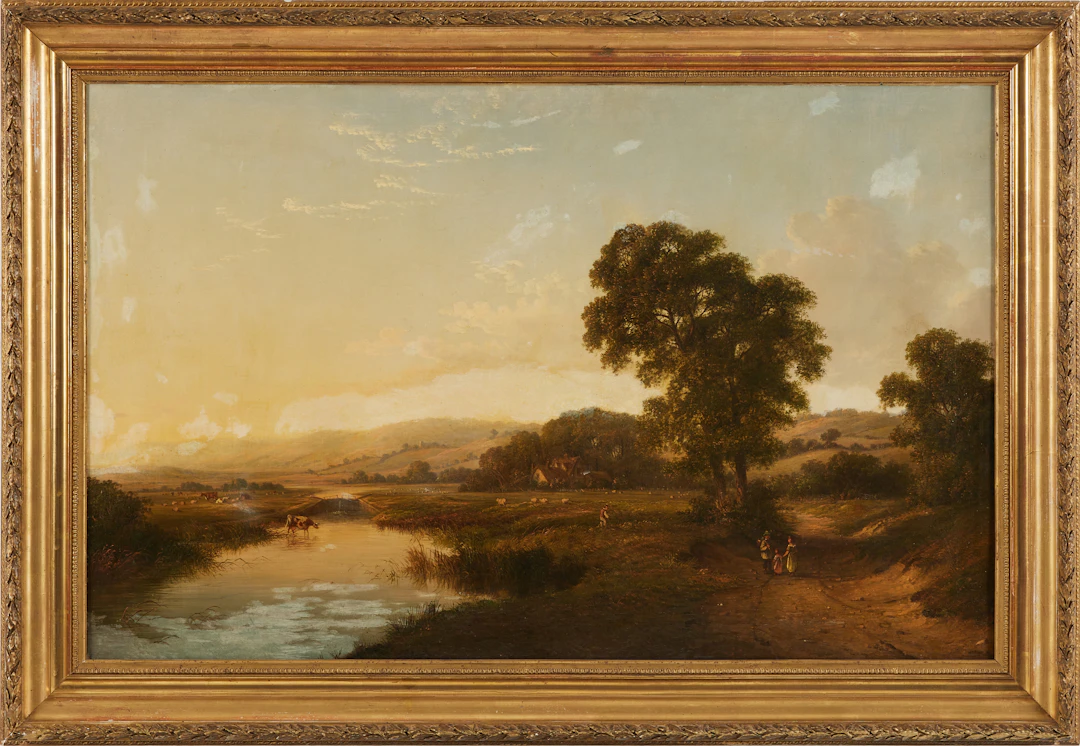 OIDENTIFIERAD KONSTNÄR. Landskap, olja på duk, uppfordrad, 1800-talets