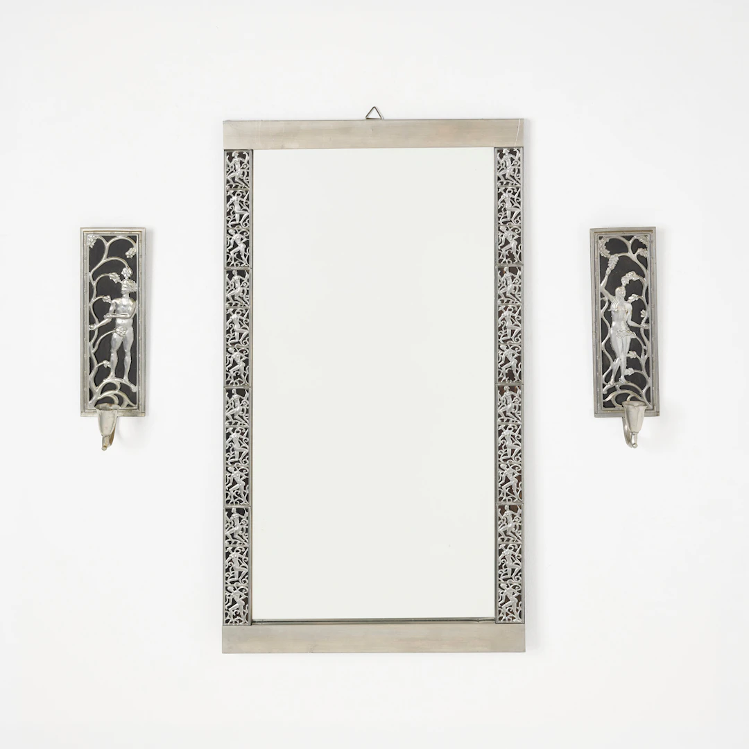 DAVID WRETLING. TILLSKRIVEN. Spegel med lampetter, 1920/30-tal, Swedish