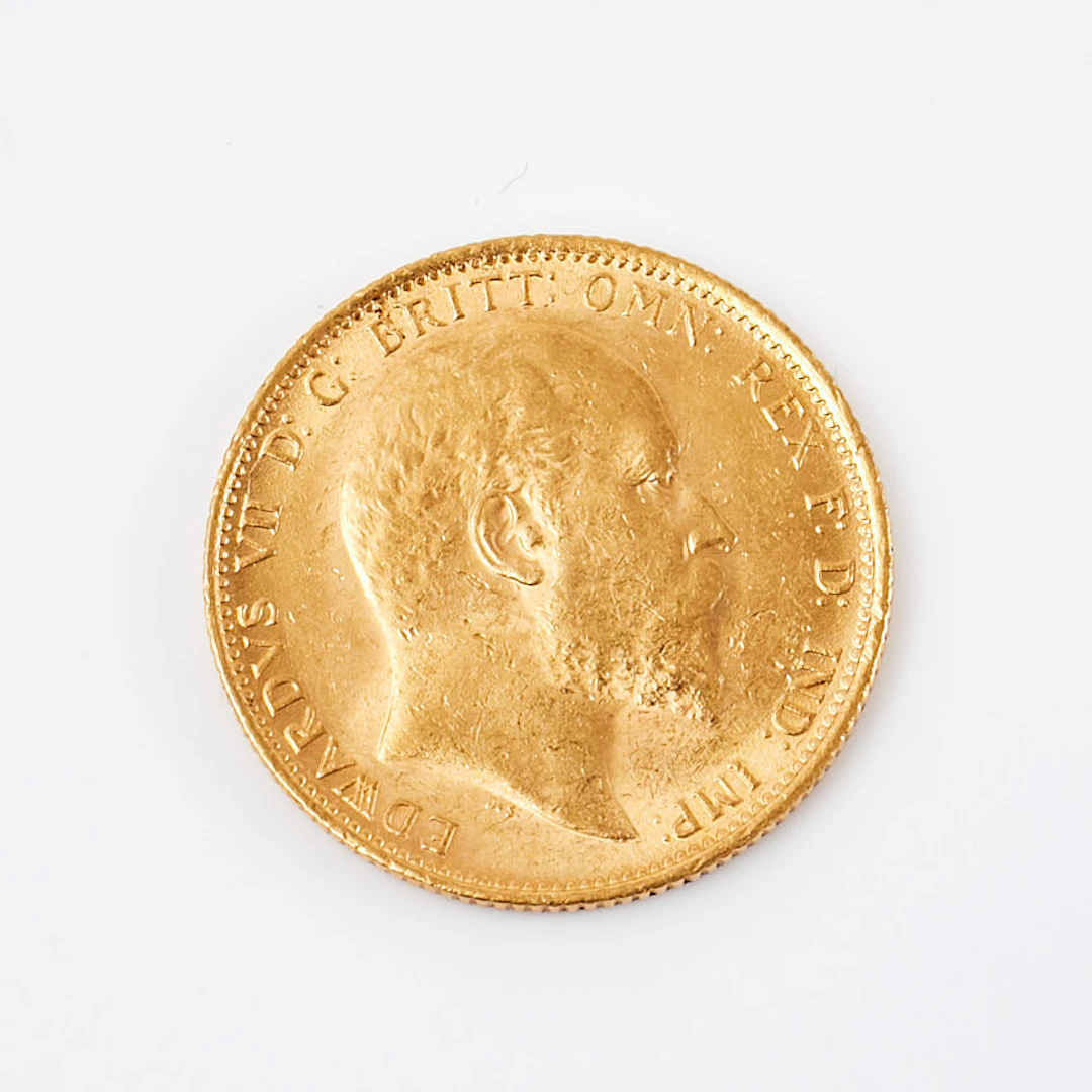 MYNT. 22k guld, 1 pound, sovereign, (1902-1910), kung Edward VII