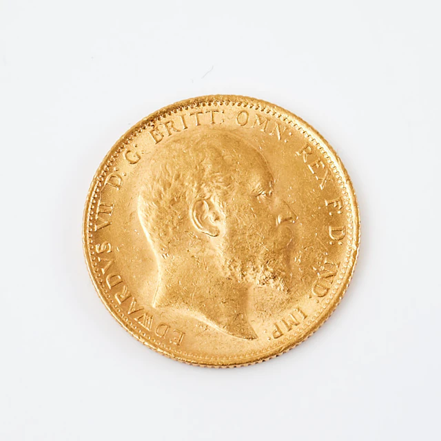 MYNT. 22k guld, 1 pound, sovereign, (1902-1910), kung Edward VII