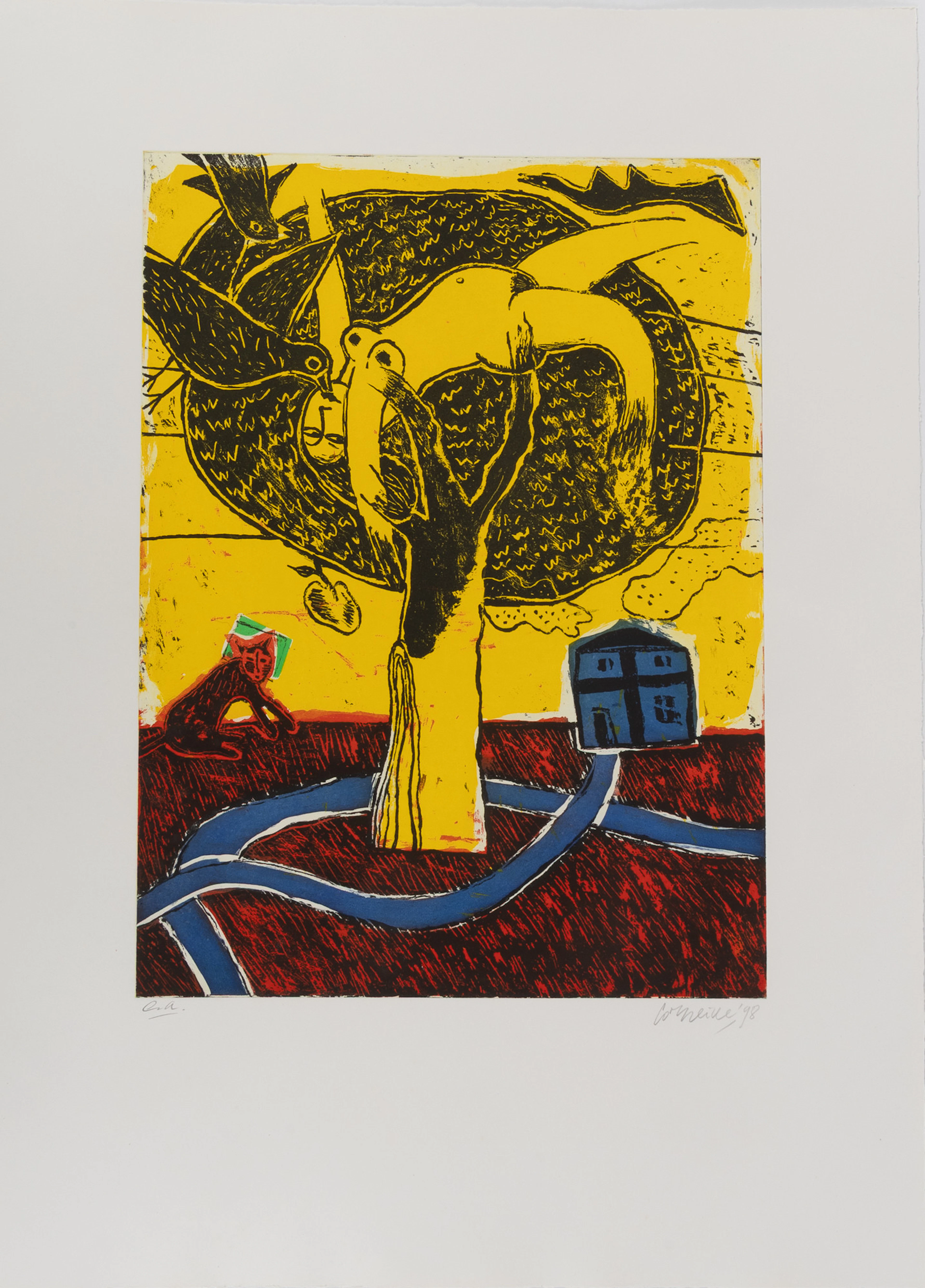 BEVERLOO CORNEILLE. "La maison bleue", färgetsning, oramat blad.