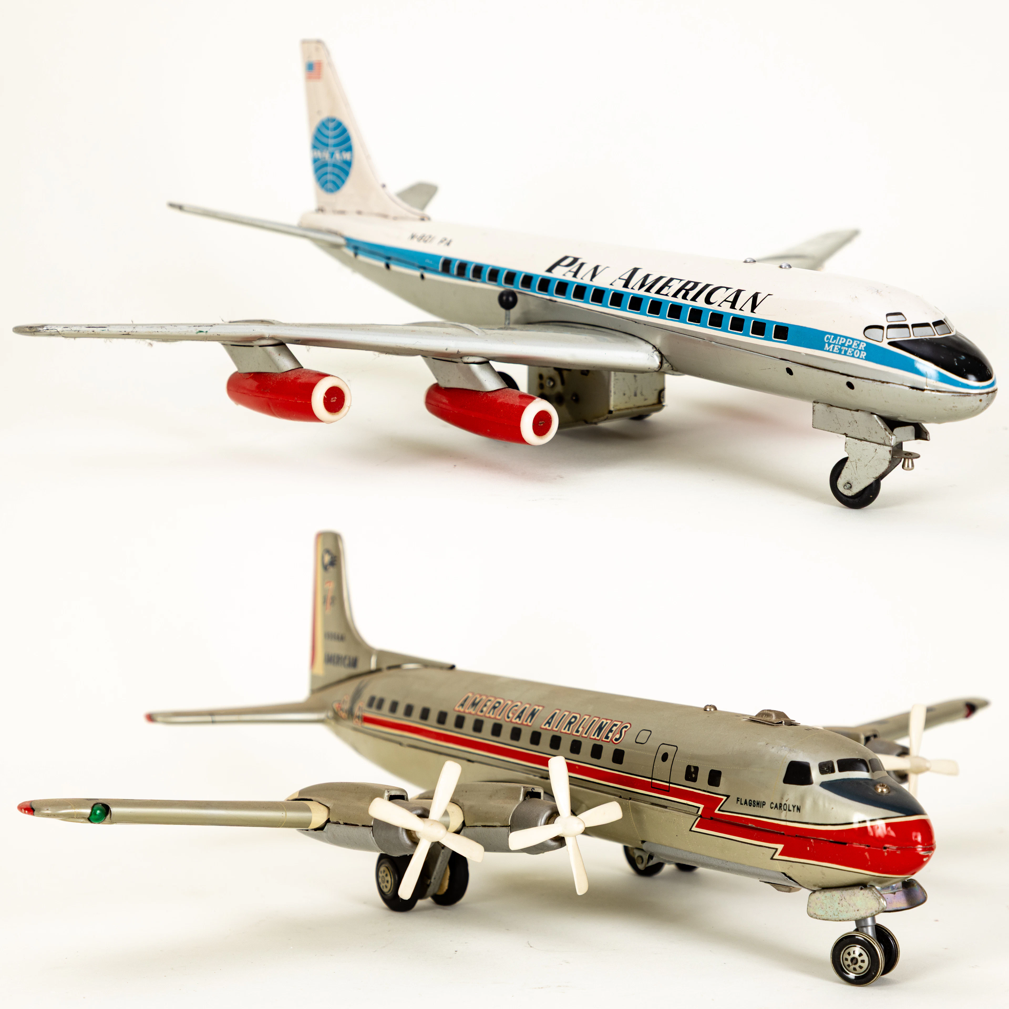 Zwei Blechflugzeuge: Pan American Airlines und Jet Airliner, 1950-1960er