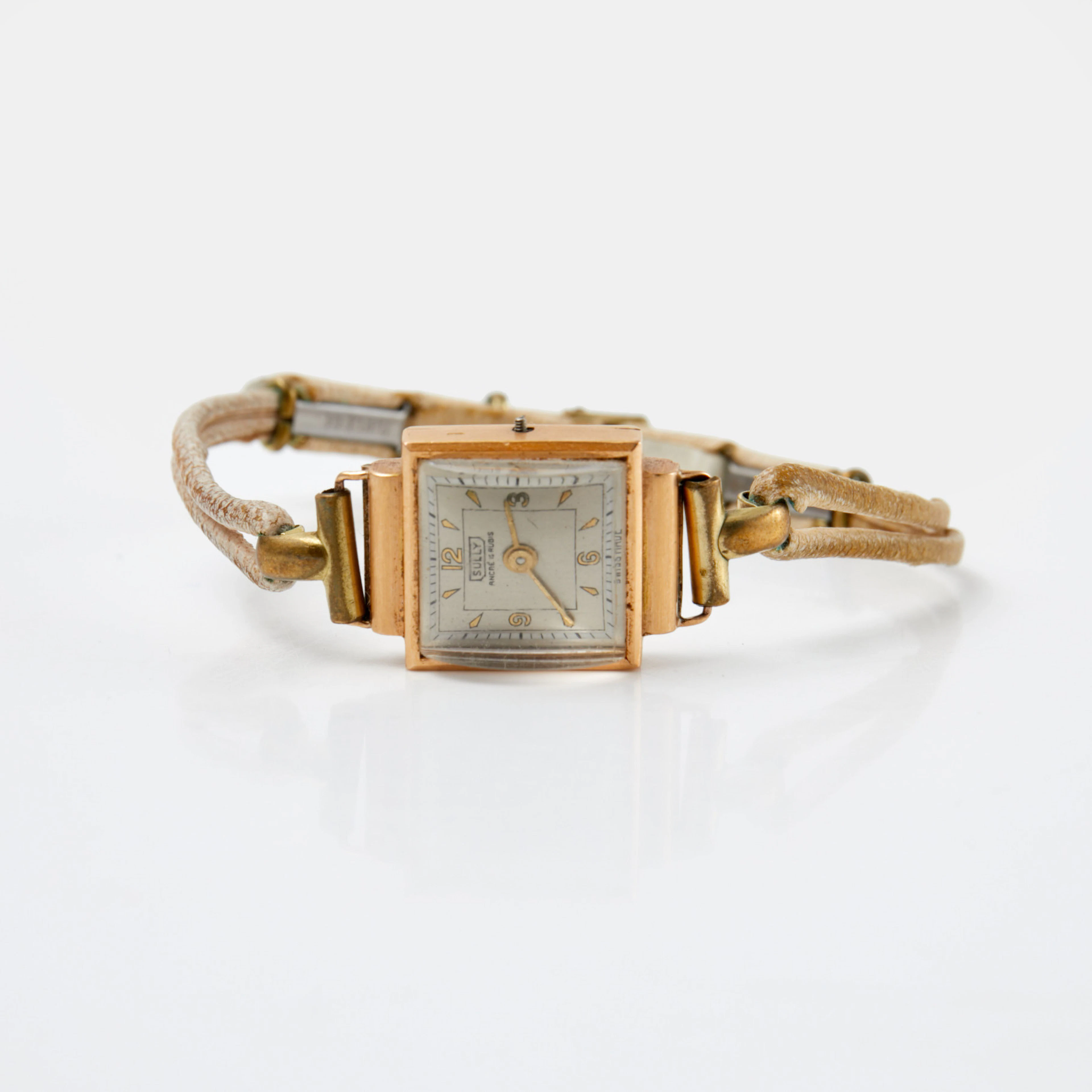SULLY (Swiss Made), boett i 18 k, 16x16 (24) mm, omkrinng 1900-talets mitt.