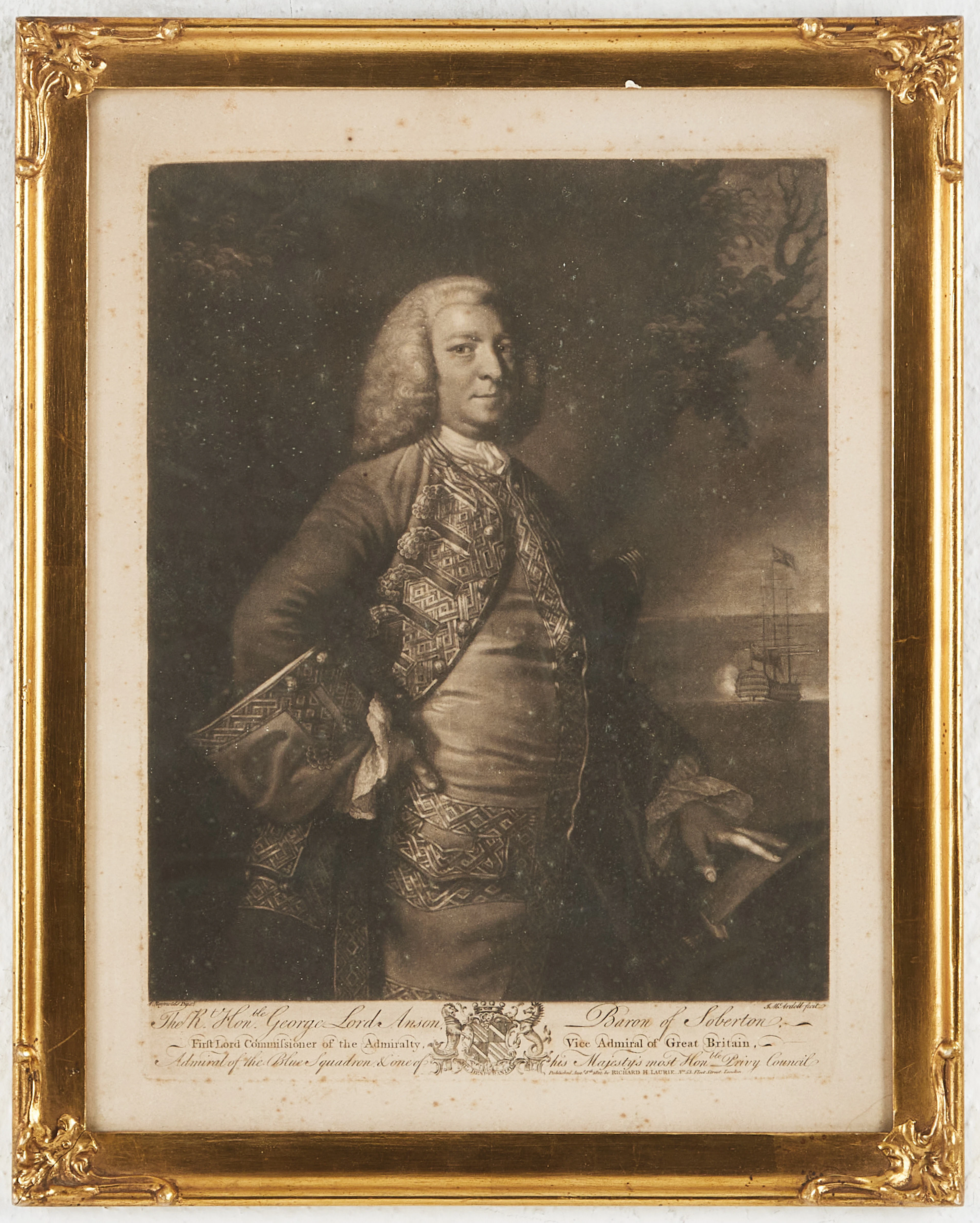 SIR JOSHUA REYNOLDS. EFTER. Porträtt av Amiral och Baron George Anson