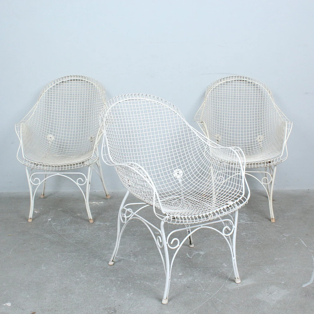 Set von drei Gartensesseln, Italien, Eisen, um 1950 (3).