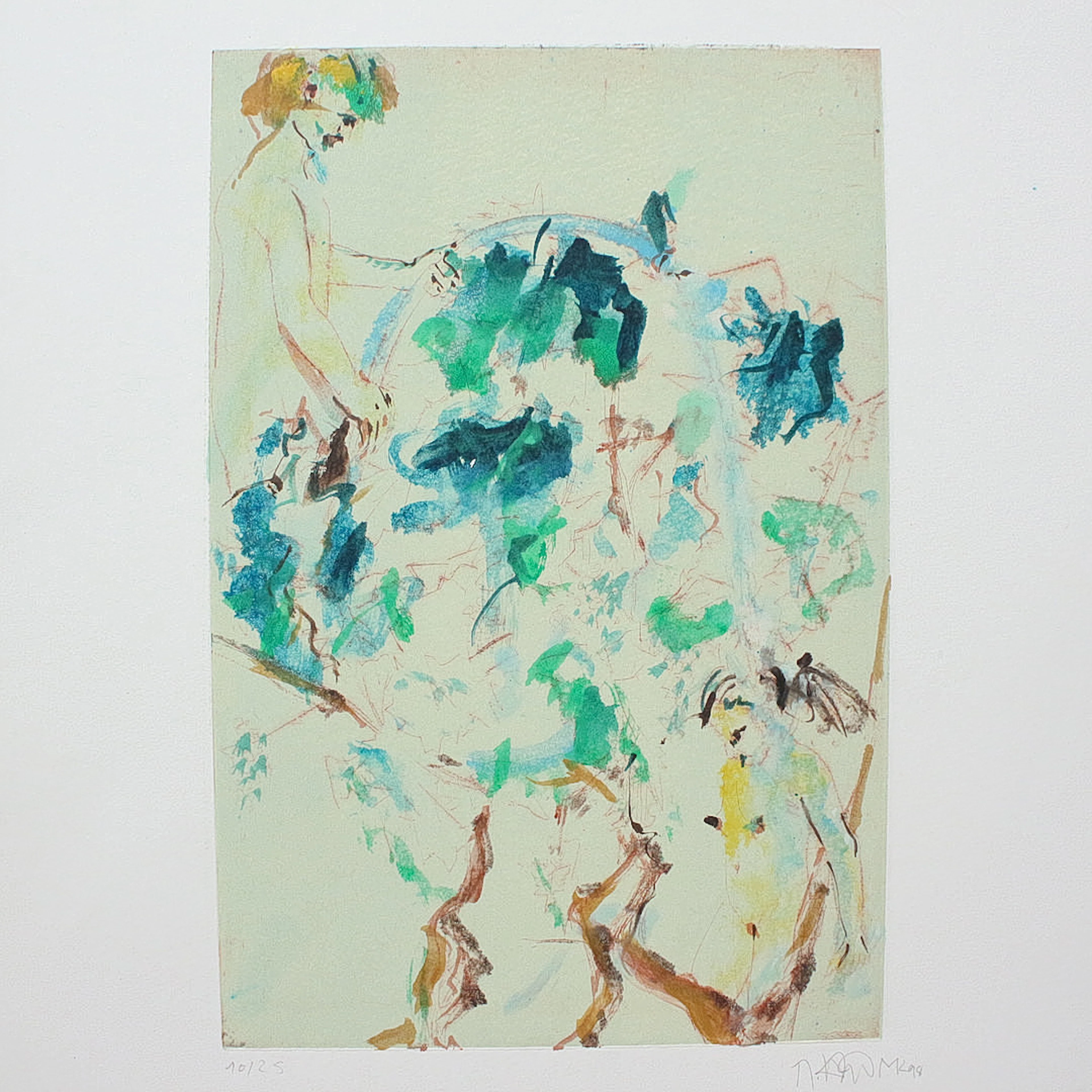 Unbekannter Künstler. 'Akte', Lithografie, limitiert, Ed. 10/25, signiert.