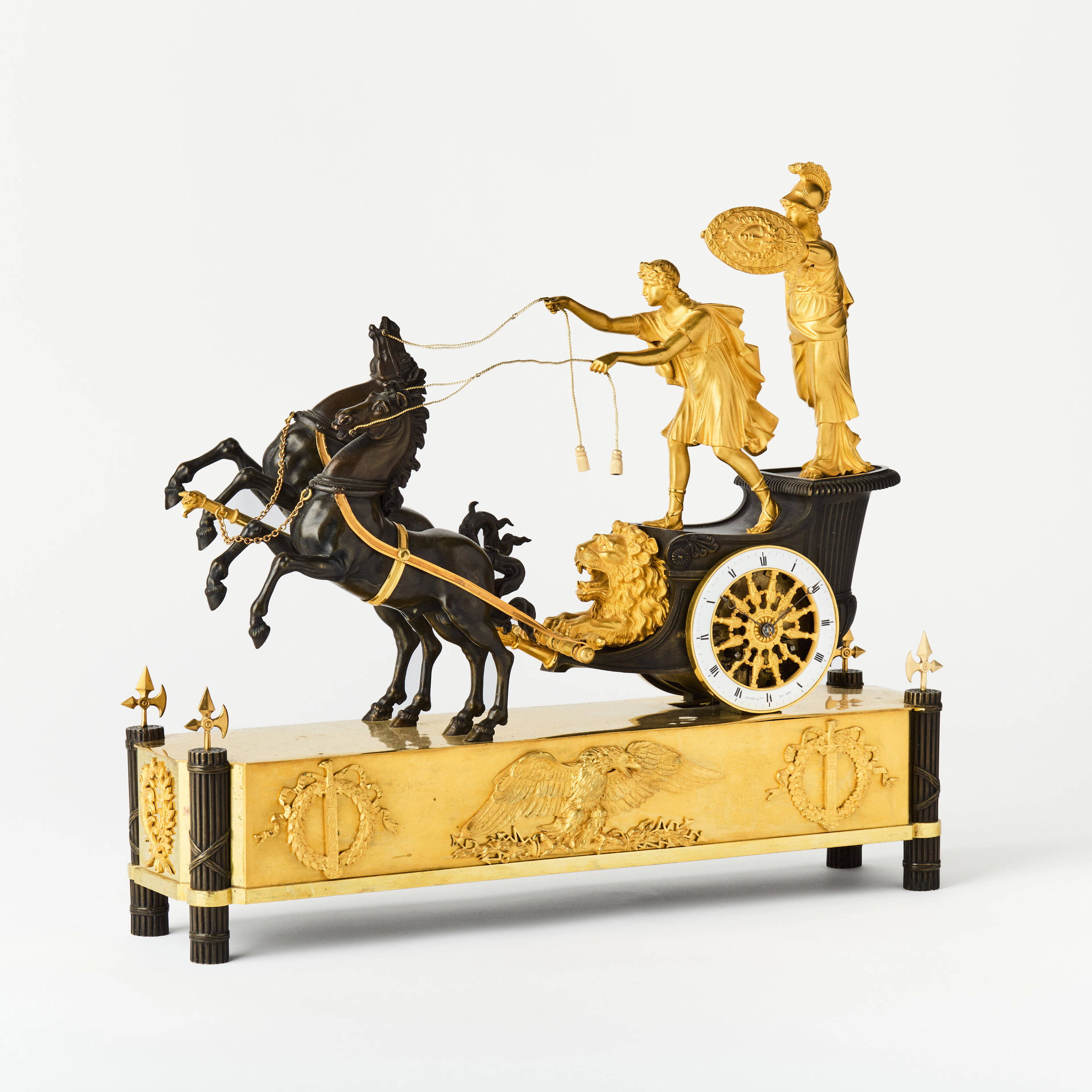 BORDSPENDYL "Char de Télémaque", högklassigt parisarbete i empire