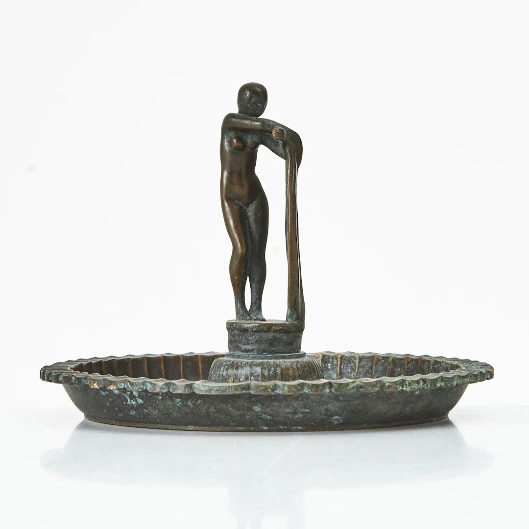 ARVID KNÖPPEL. FAT med skulptur, patinerad brons, märkt Otto Meyers