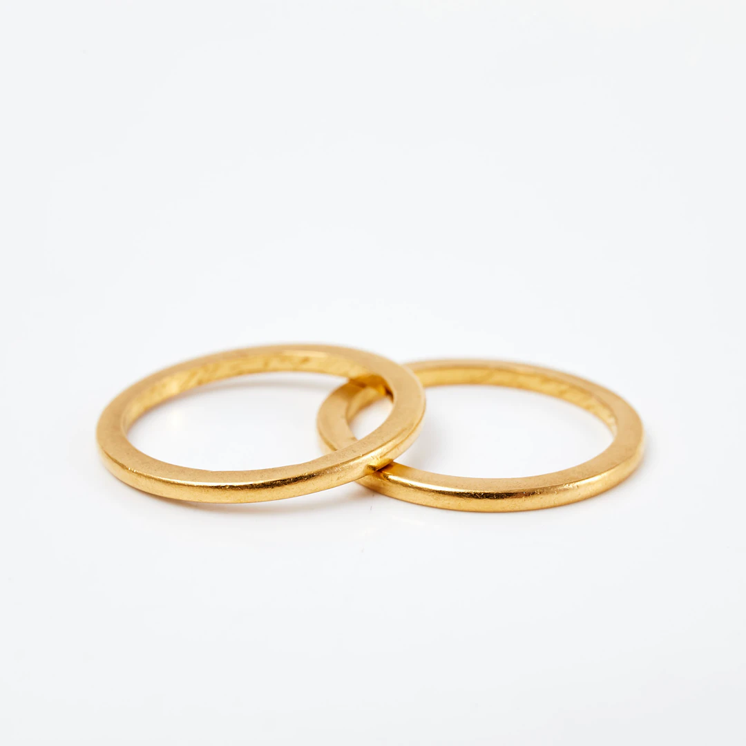 RINGAR, 2 st, 23 k guld, Lidström Hjalmar, Söderhamn, 1933.