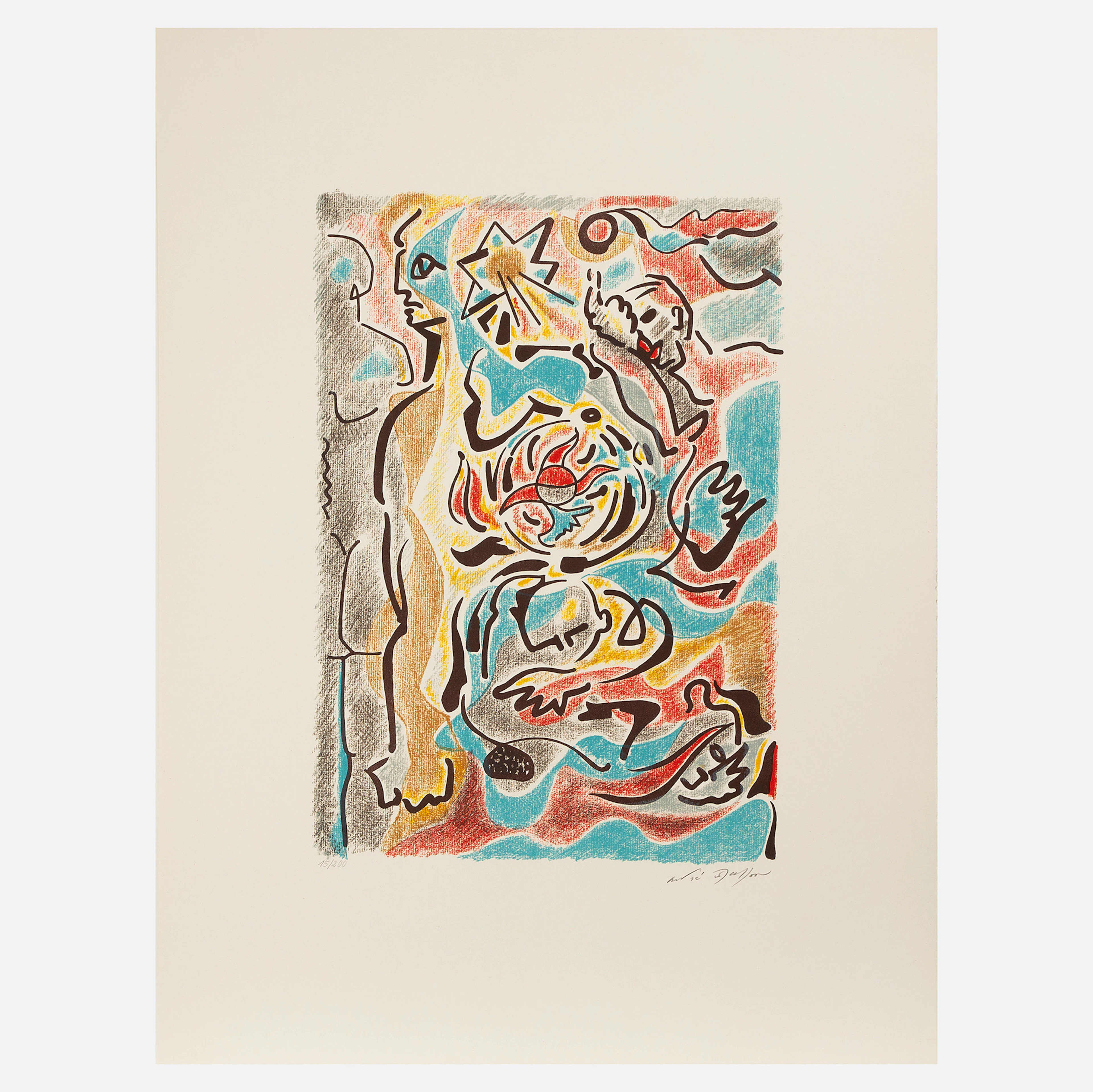 ANDRÉ MASSON. "Omaggio a Michaelangelo", färglitografi, signerad och