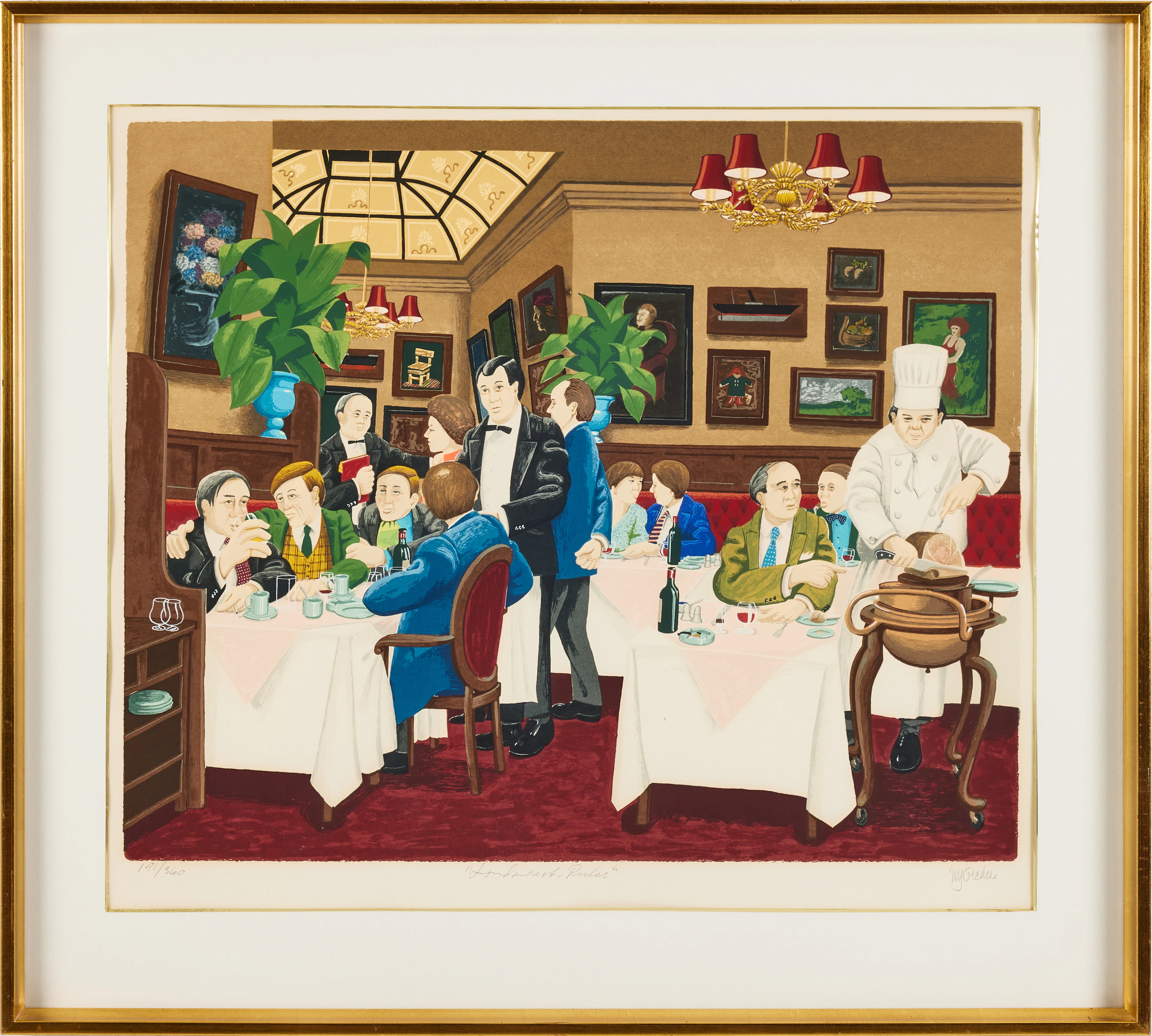 ULF GREDER. "Londonrest. Rules", förglitografi, signerad samt numrerad