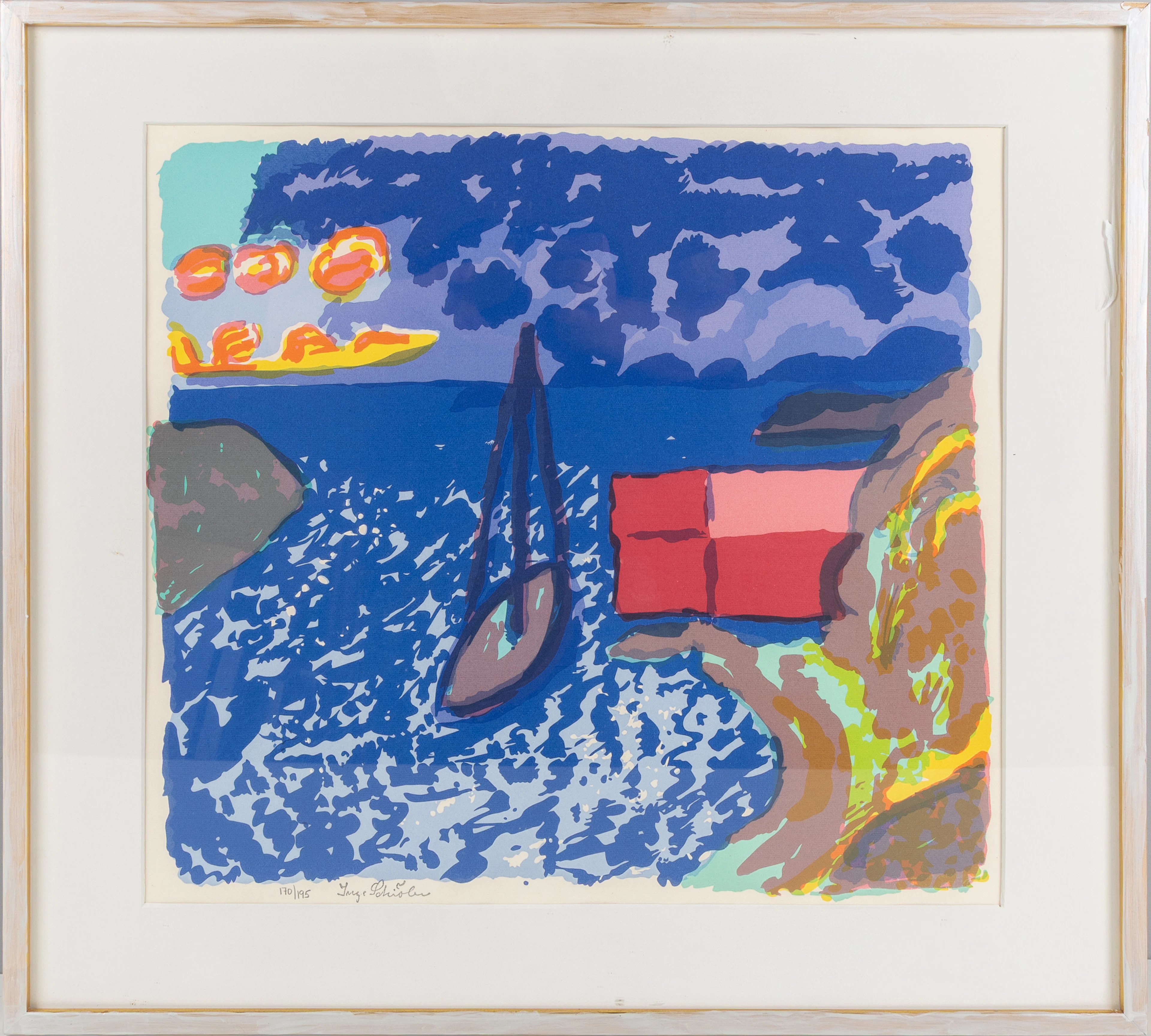 INGE SCHIÖLER. "Åskväder", färgserigrafi, stämpelsignerad och numrerad 170/195.