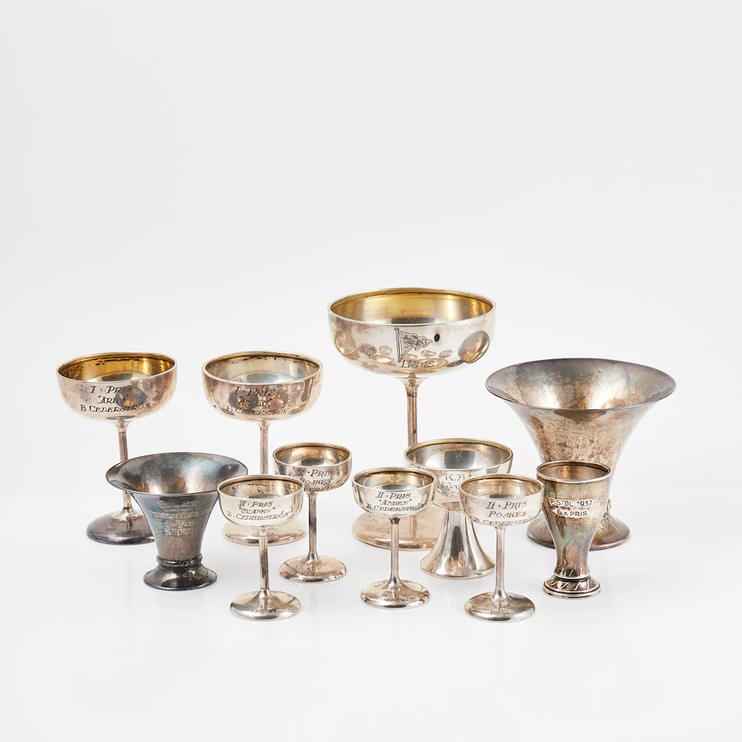 POKALER, 11 st, silver, bl.a. Guldsmedsaktiebolaget, Stockholm 1900-talets