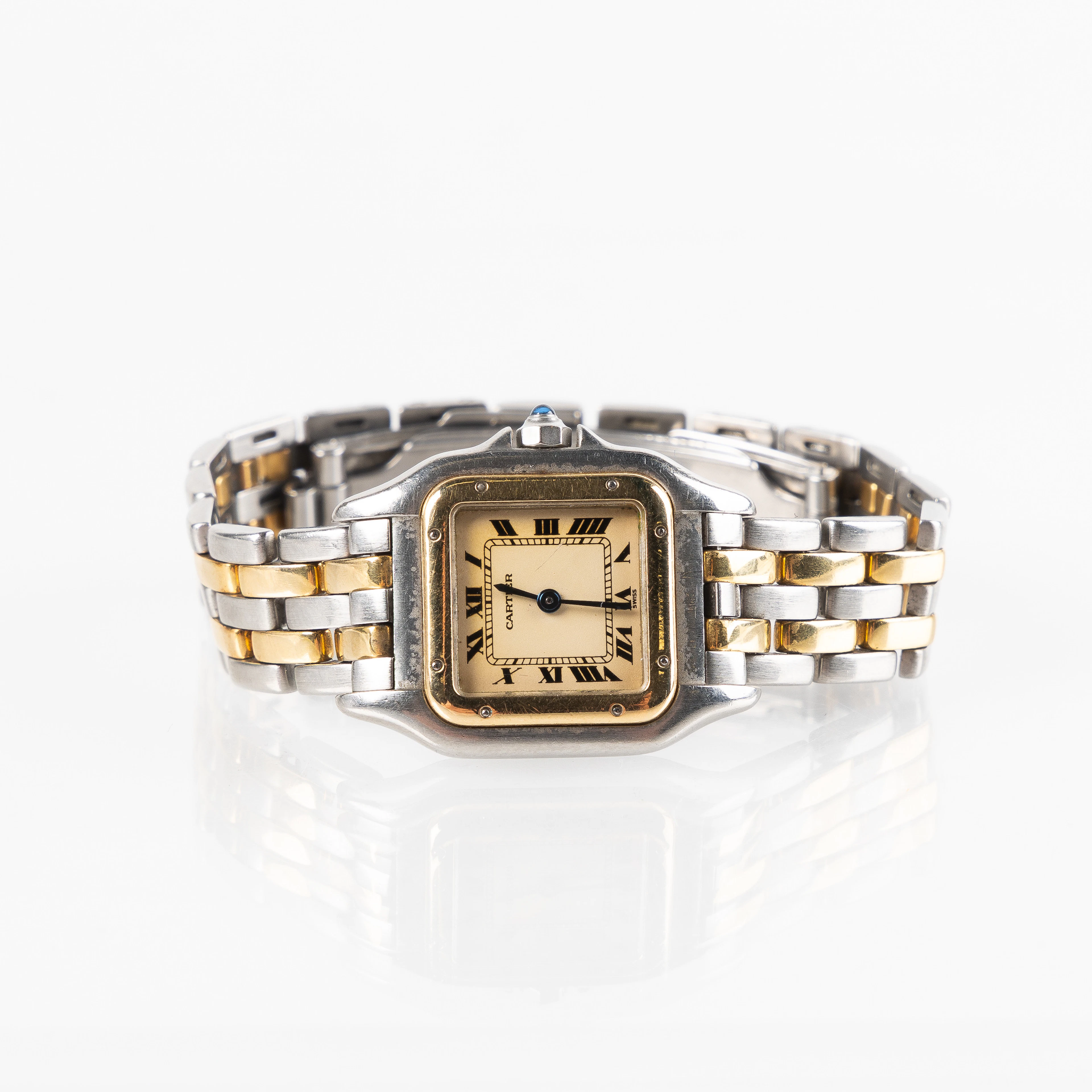 CARTIER, Panthère, armbandsur, 22x22 (30) mm, stål och guld, ca 1990.