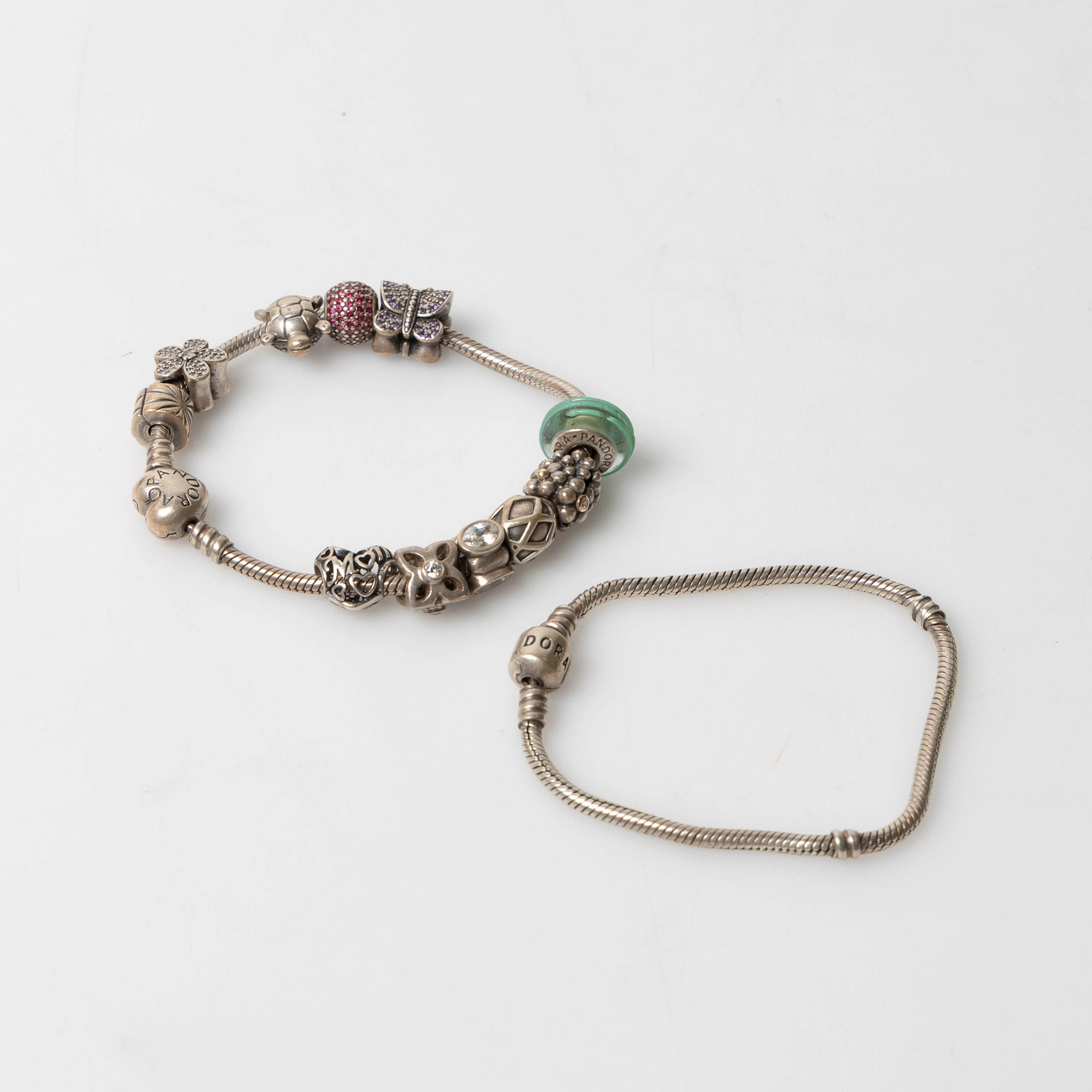 ARMBAND, 2 st. sterling silver. Pandora.