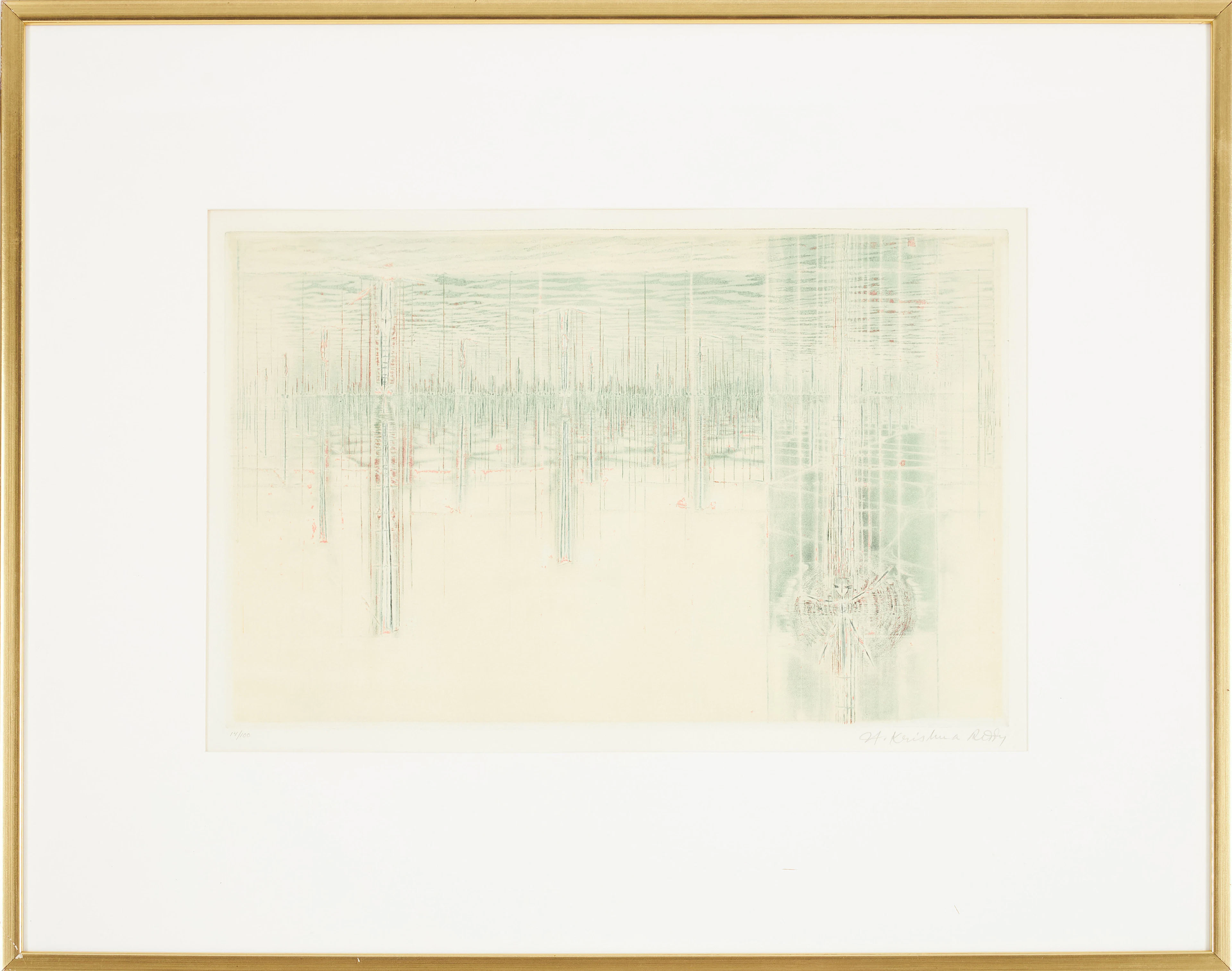 KRISHNA REDDY. "Child Descending", färgetsning, ur mappen "Hommage