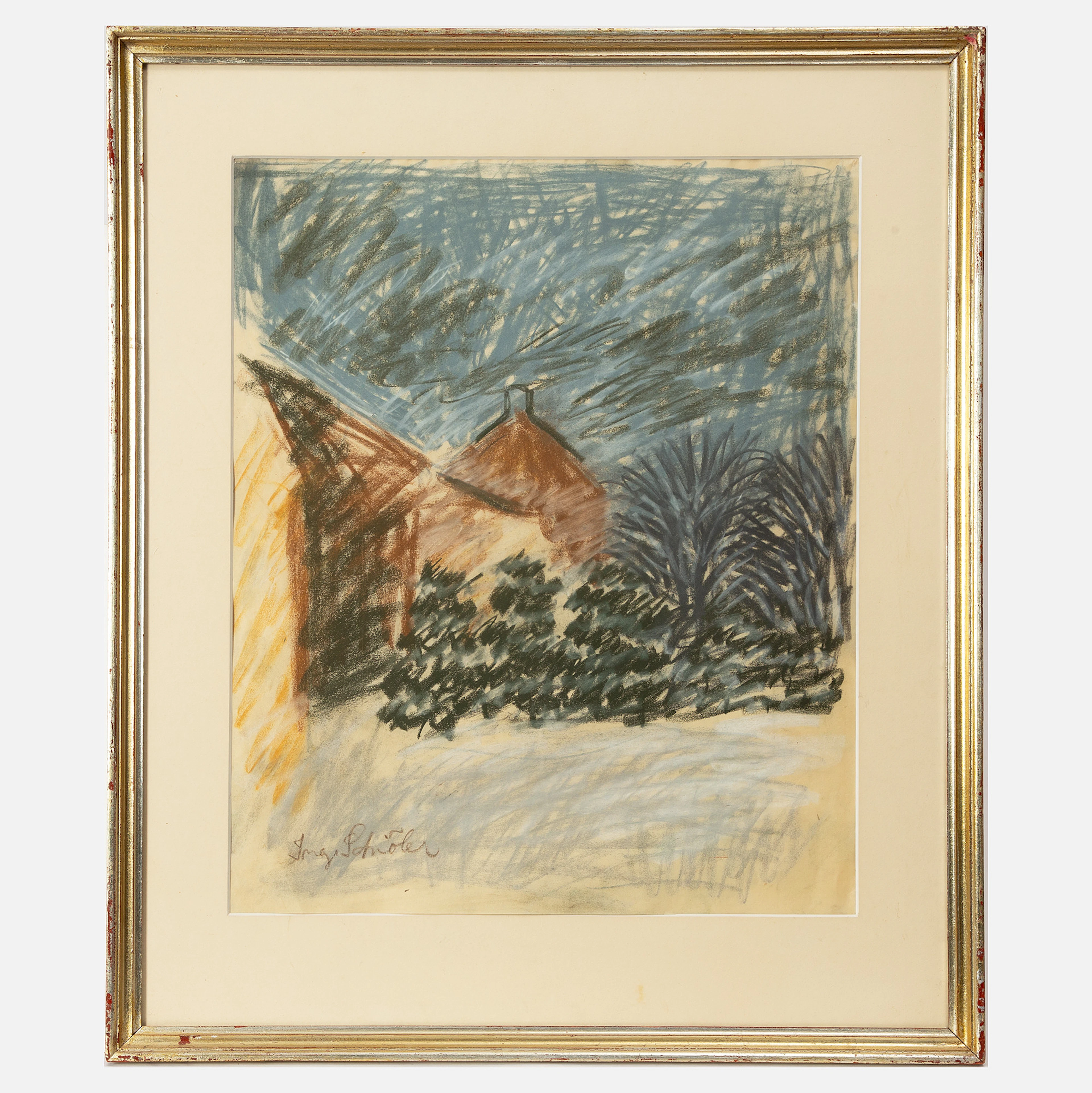 INGE SCHIÖLER. Gård i snö.