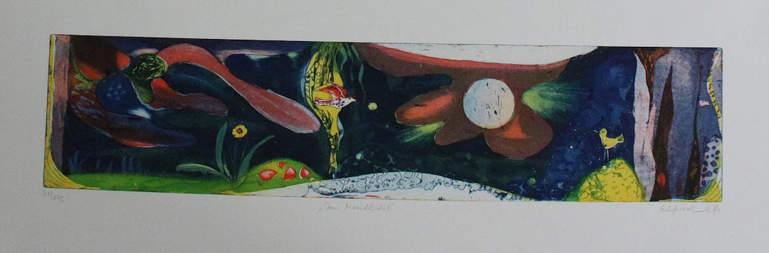 ELFRIEDE OTTO (1934). Farblithographie, „Im Mondlichel“.